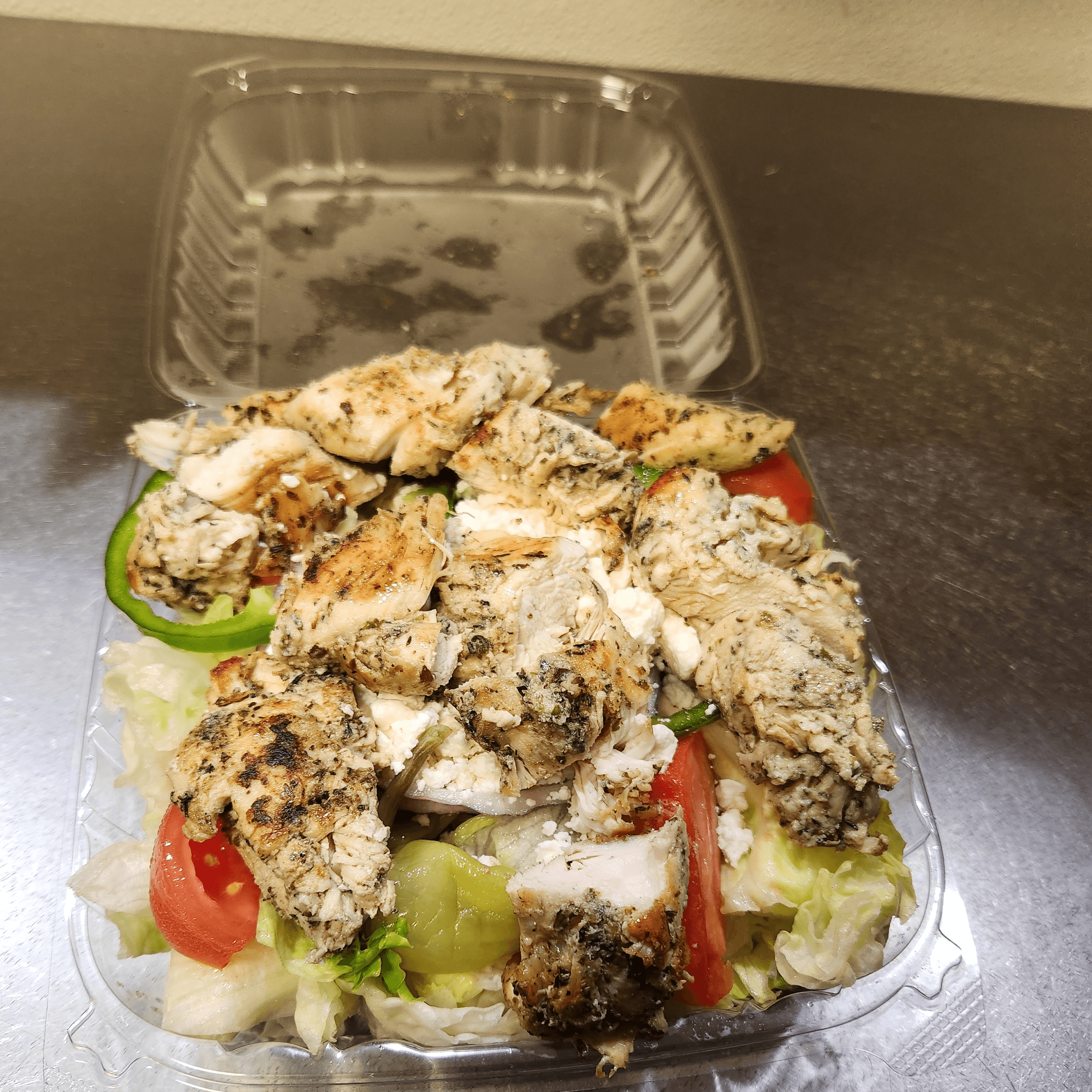 Grilled Chicken Kabob Salad.