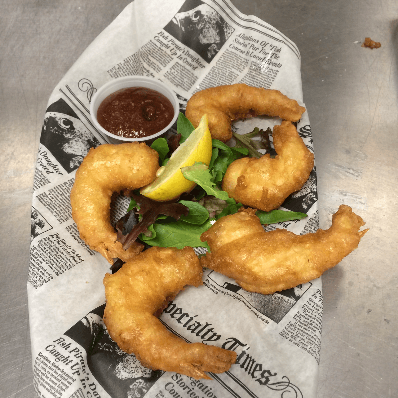 Beer Battered Jumbo Shrimp.