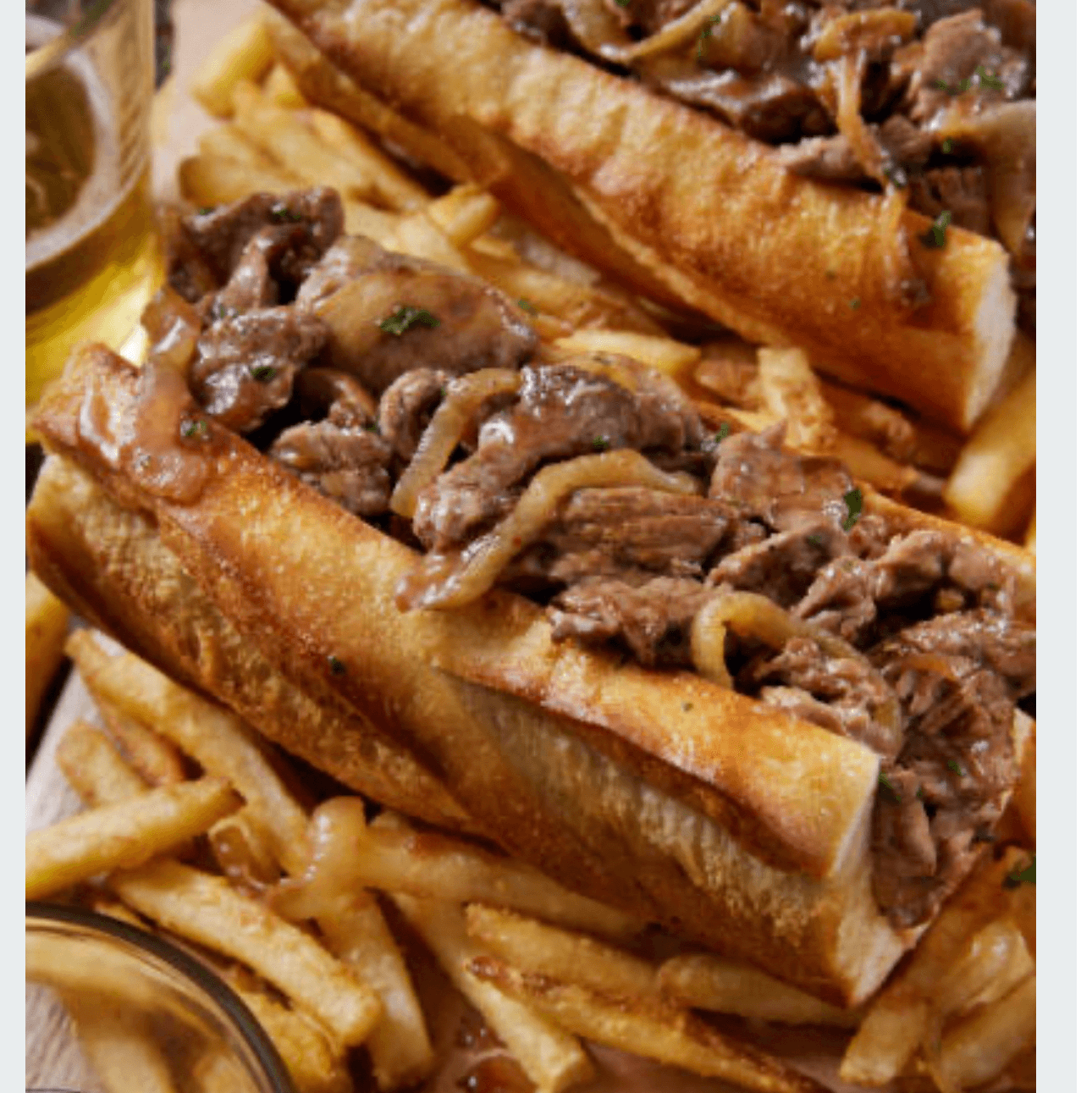 Prime Rib Sandwich with Au Jus.