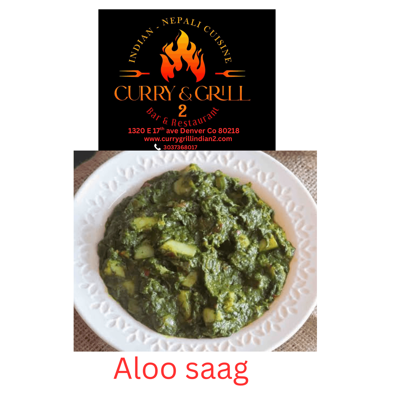 Aloo Saag (potato).