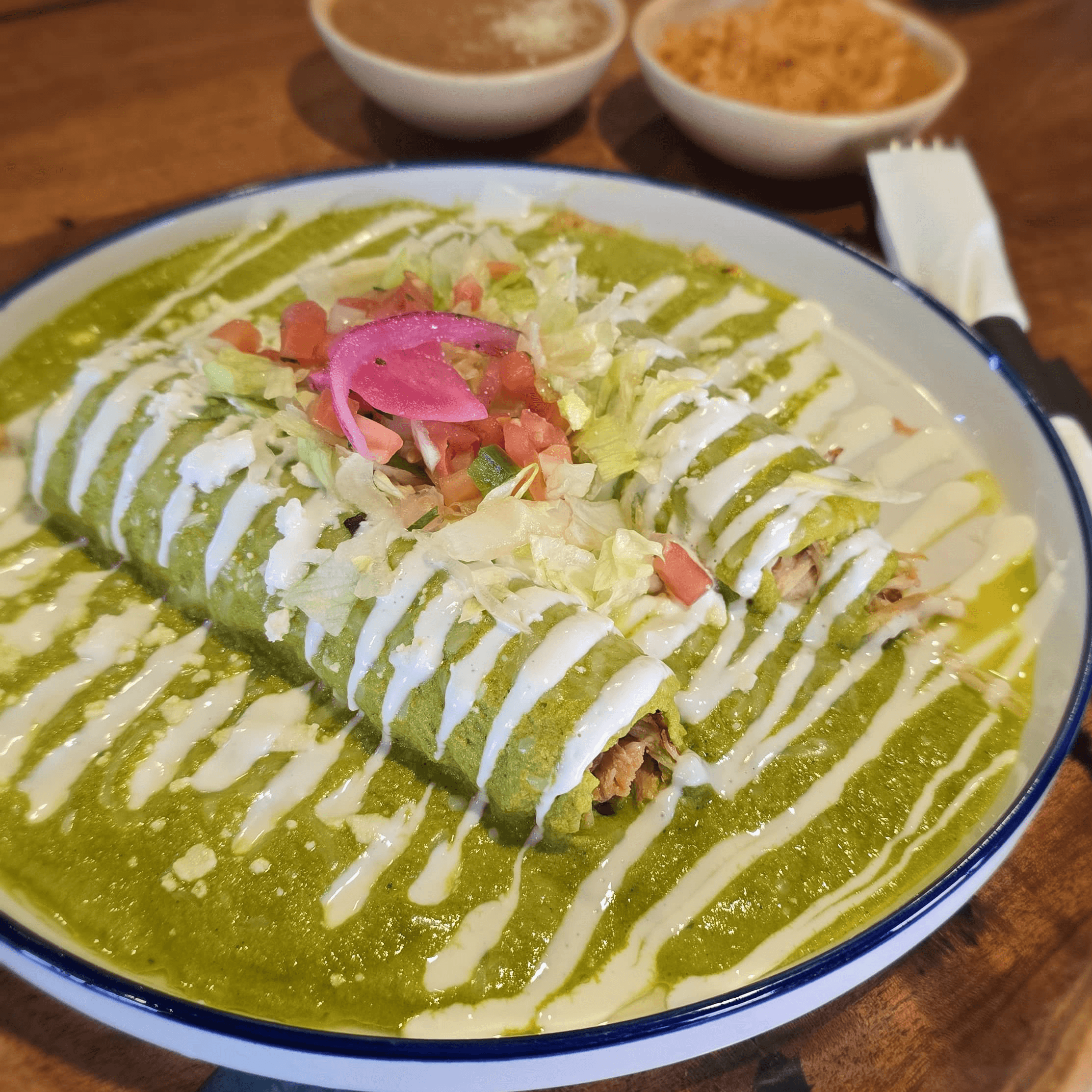 Enchiladas w/Rice & Beans.