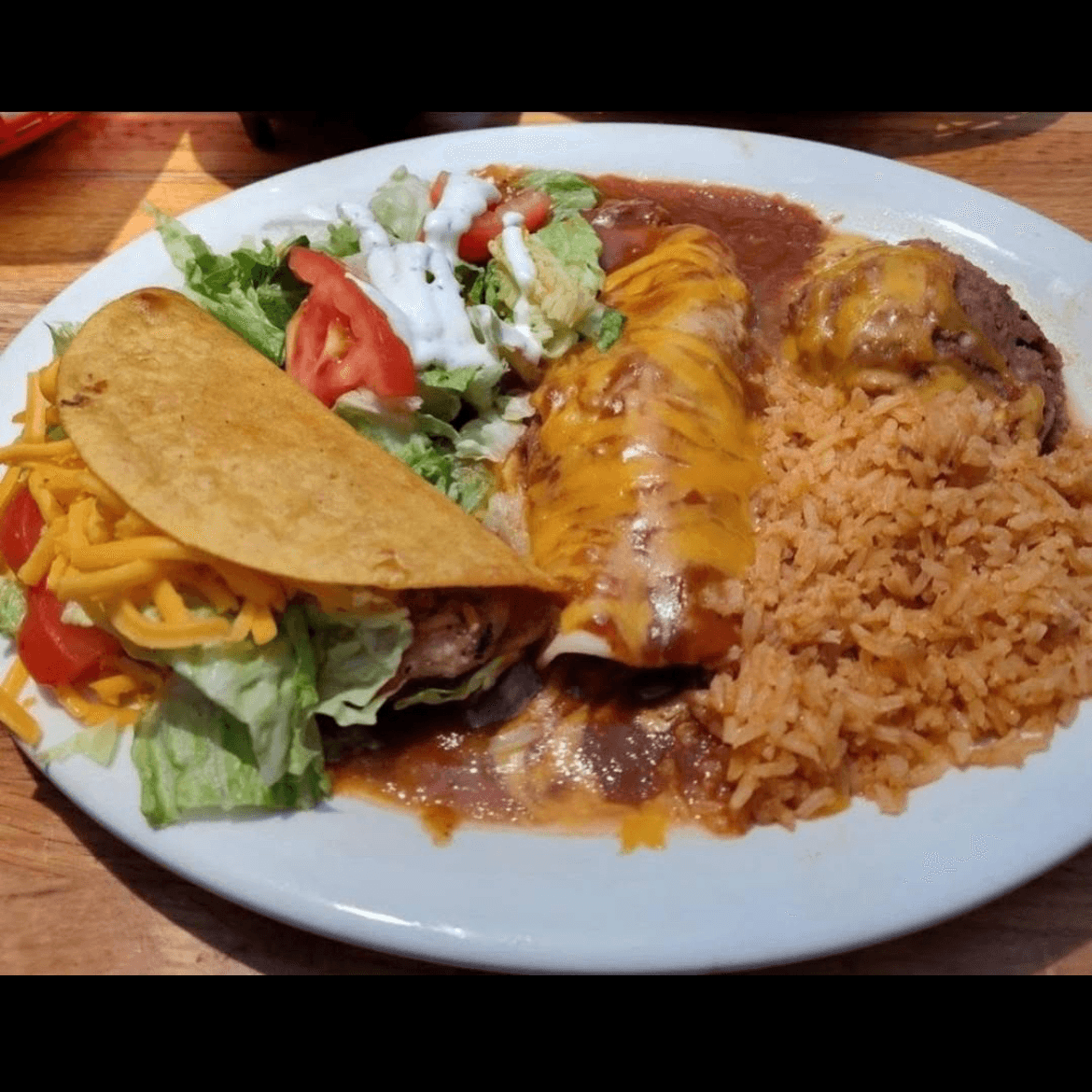 Chicken Taco, Beef Enchilada Combo.
