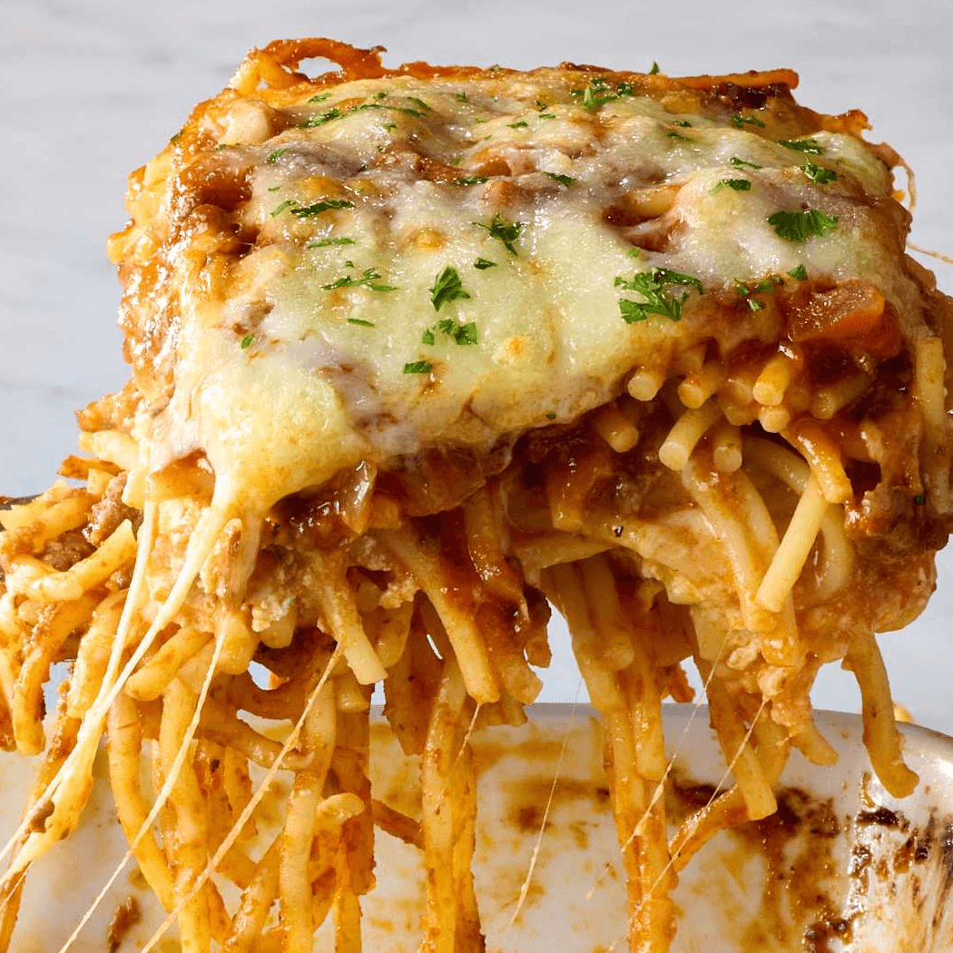 Baked Spaghetti Meat Sauce.