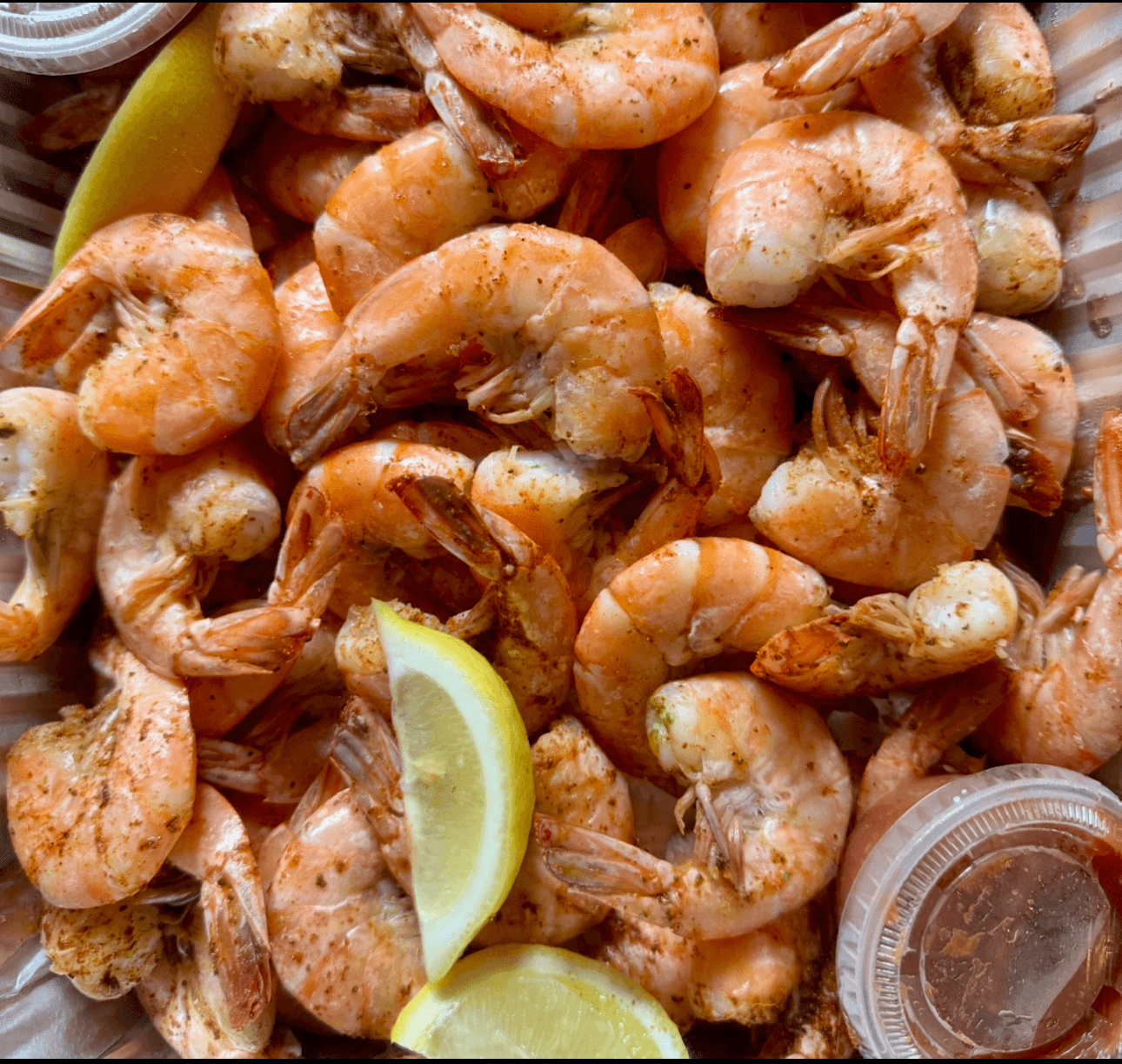 Large Wild-Caught Steamed Shrimp.