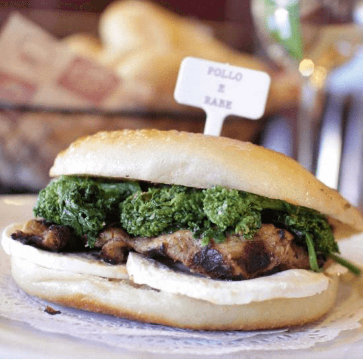 Grilled Chicken Panini with Broccoli Rabe.