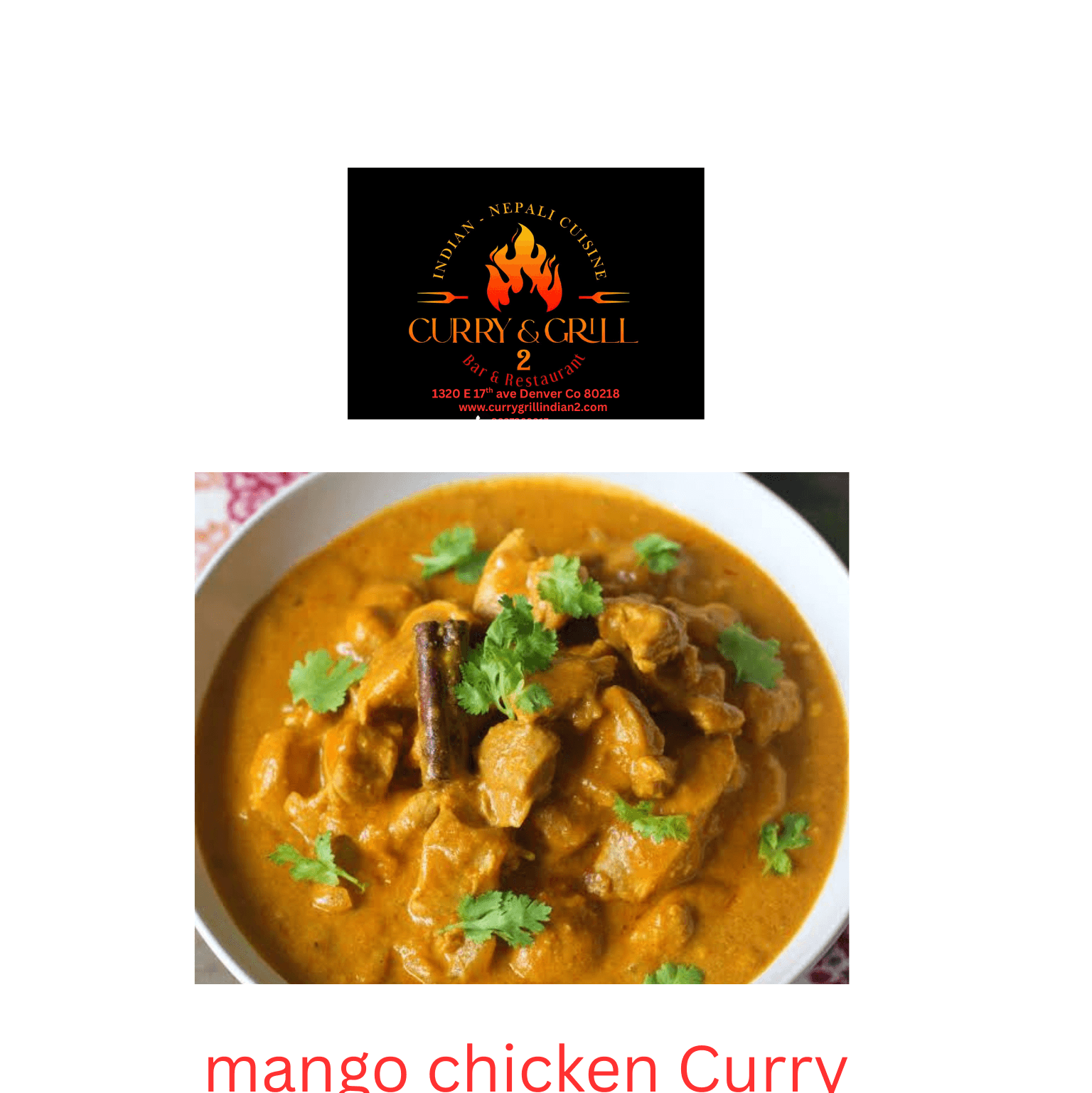Lunch Chicken Mango Curry (GF).