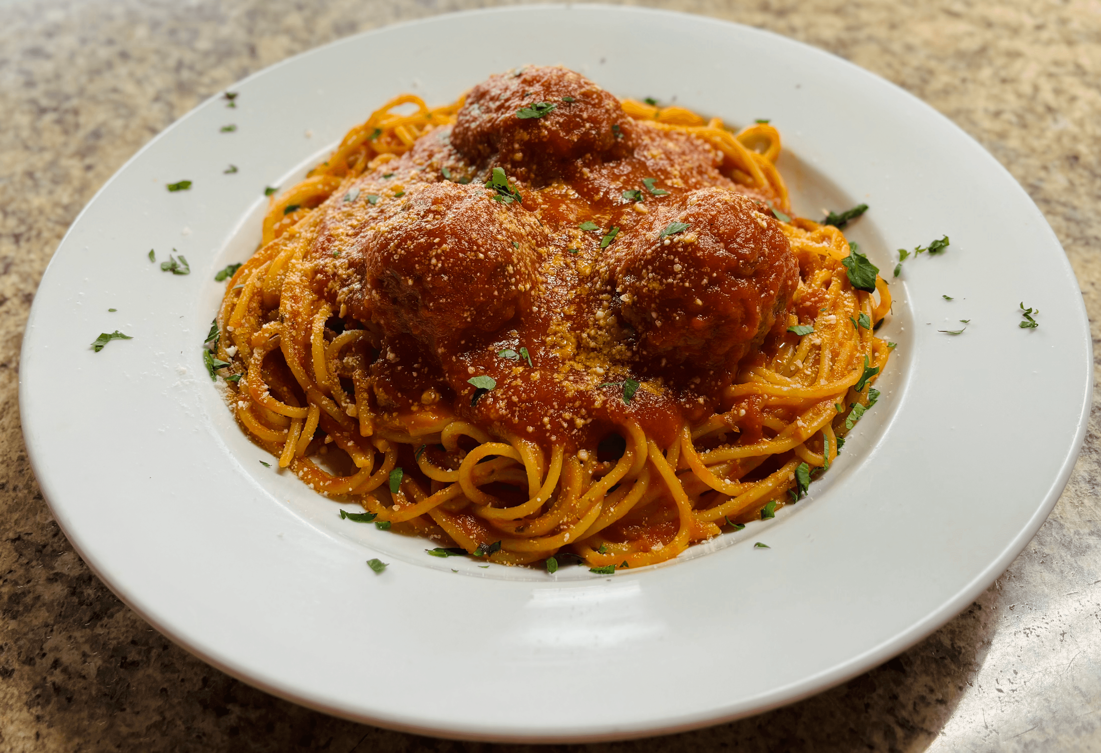 Spaghetti with Homemade Meatballs.