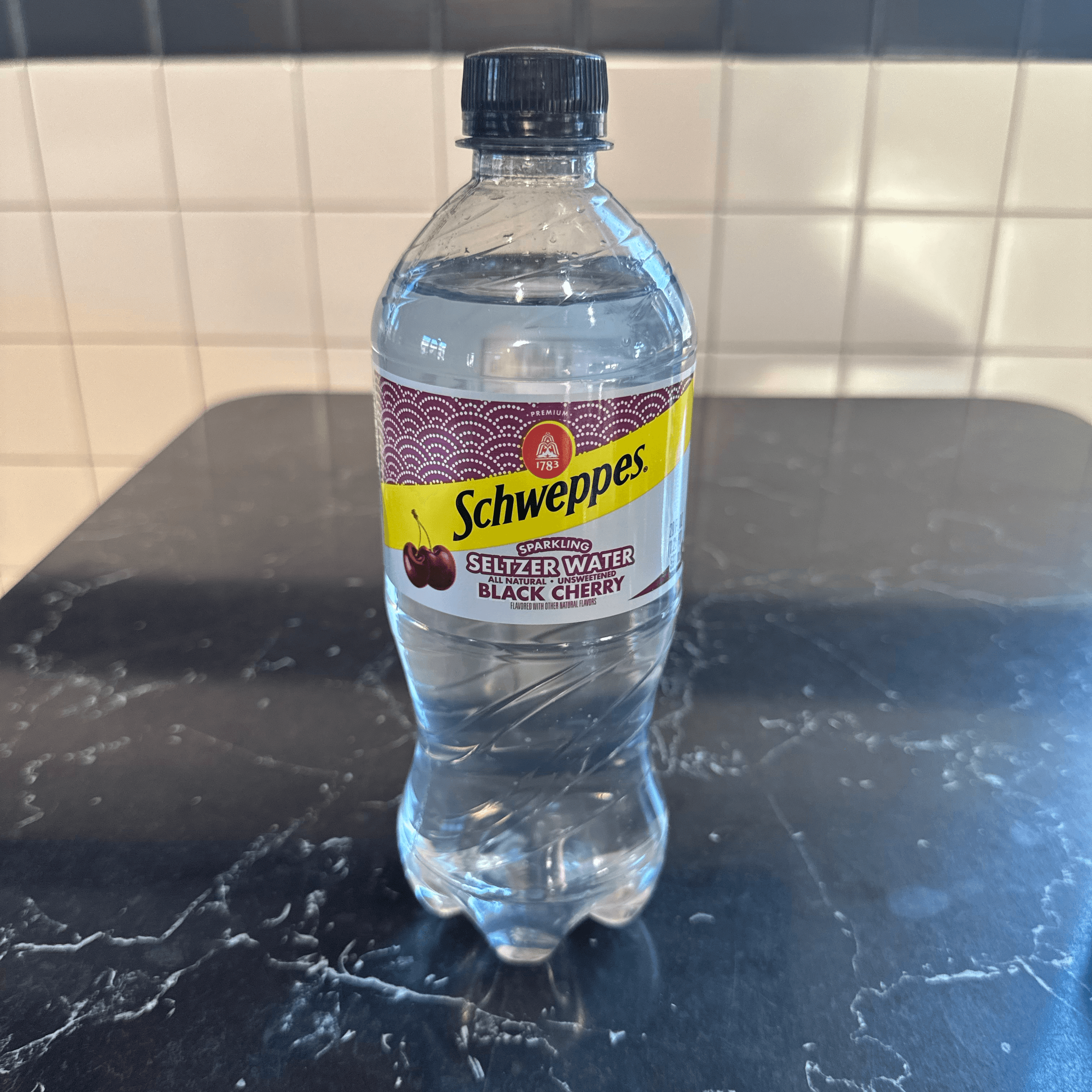 Selzer Water Black Cherry.