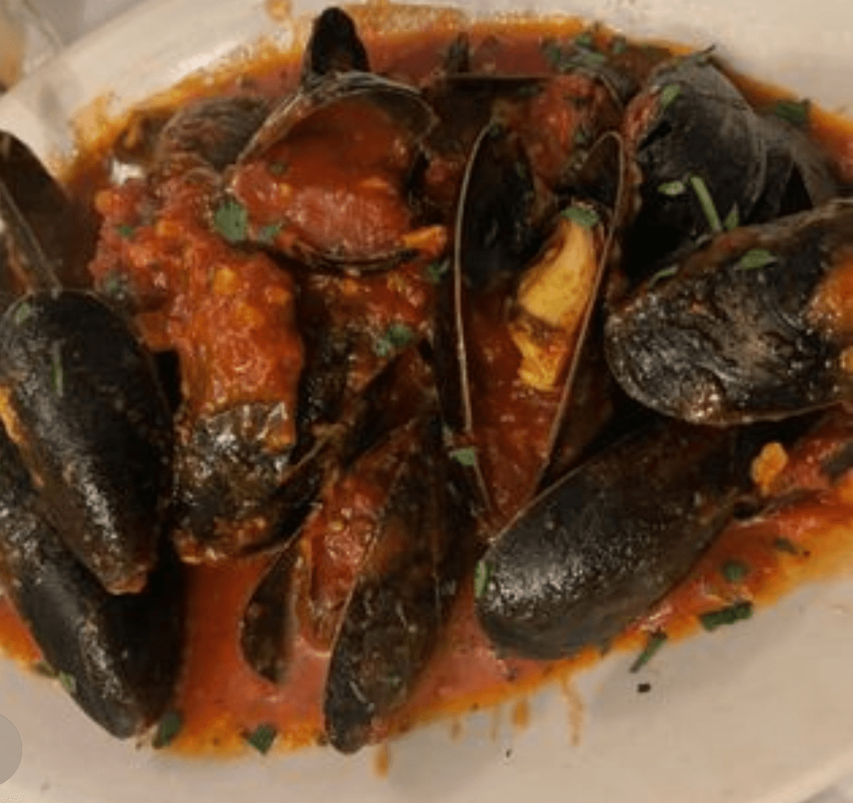 Mussels marinara.