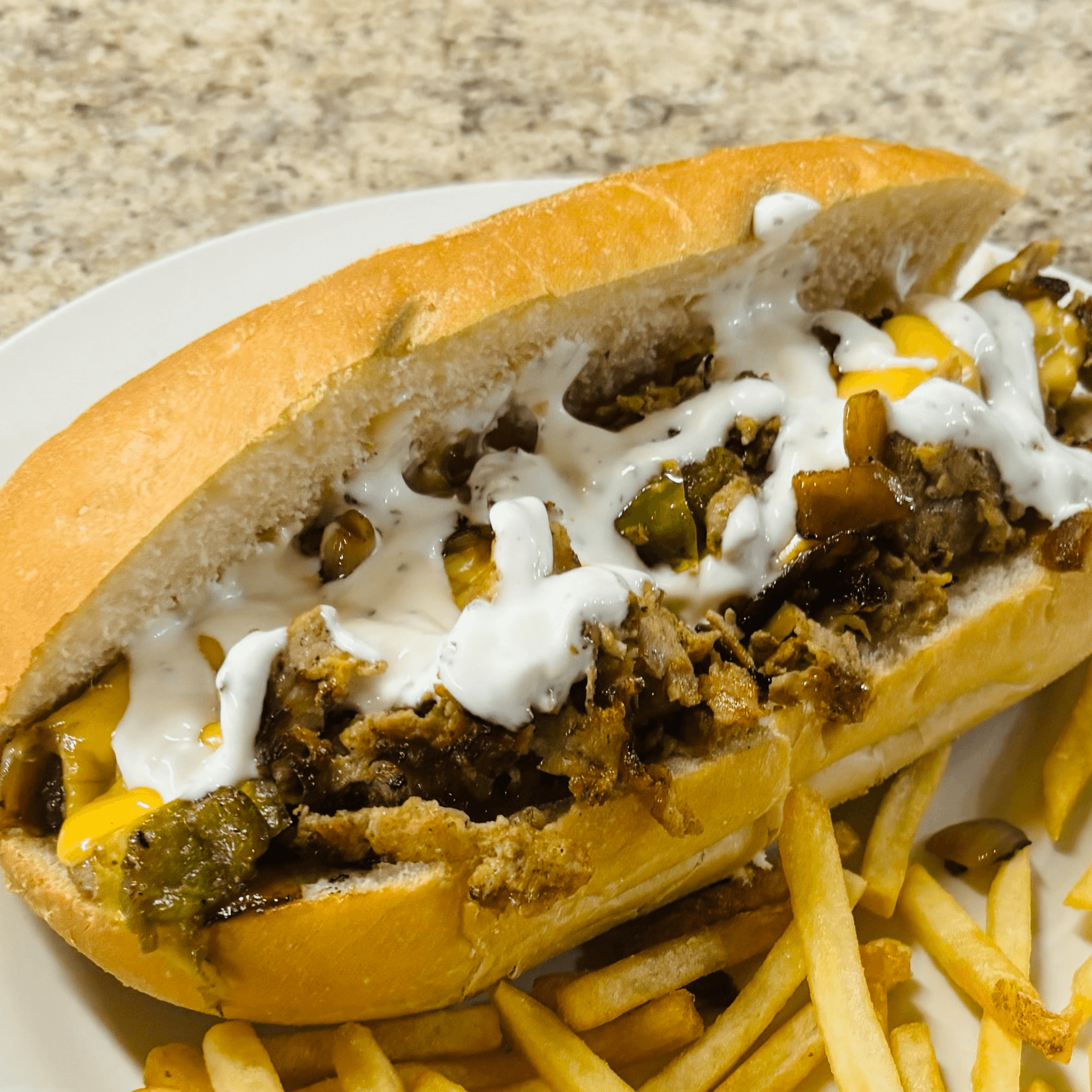 Plain Cheesesteak Sub.