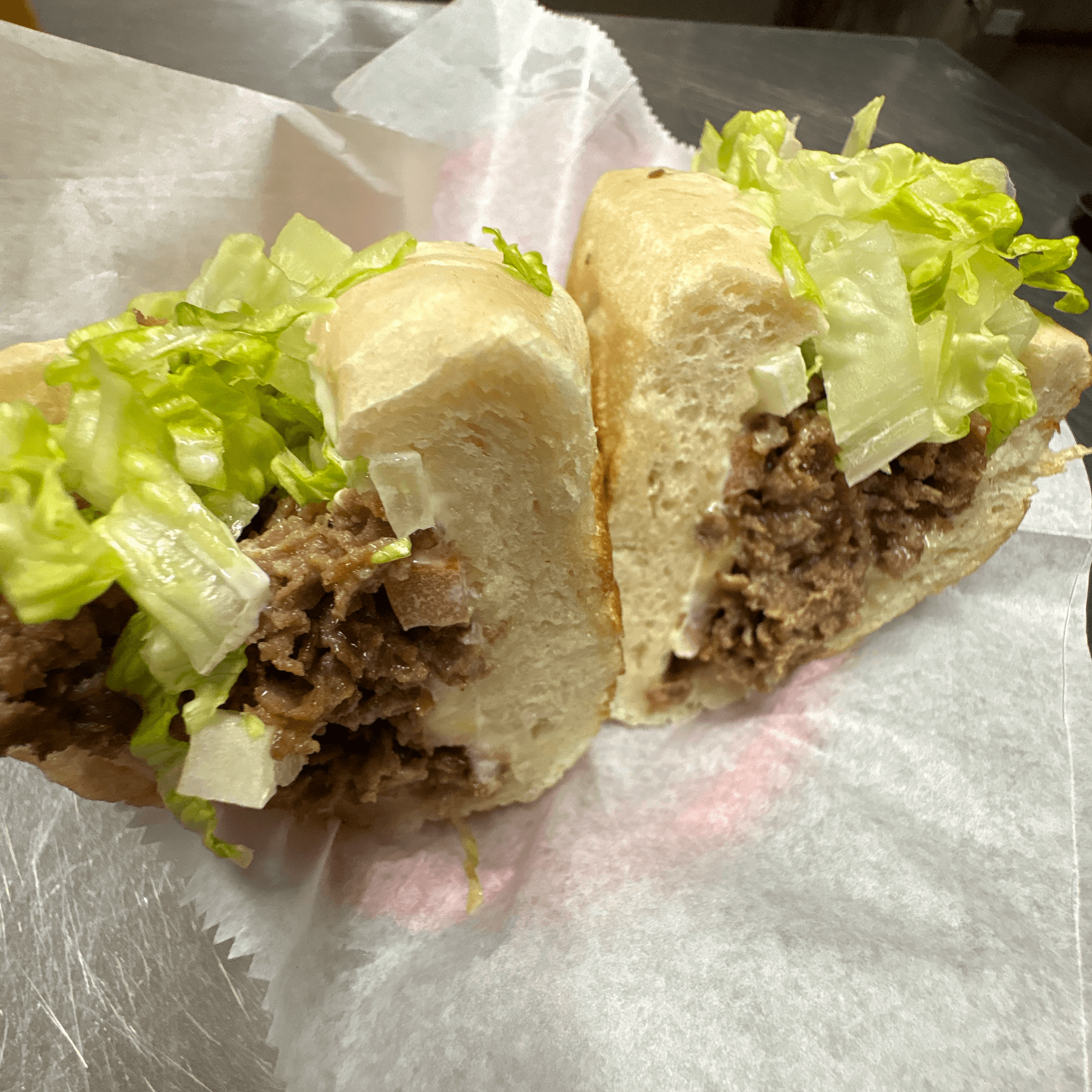 Cheese Steak Hoagie Sub.