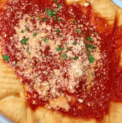 Fried Dough with Marinara and Parmesan Cheese.