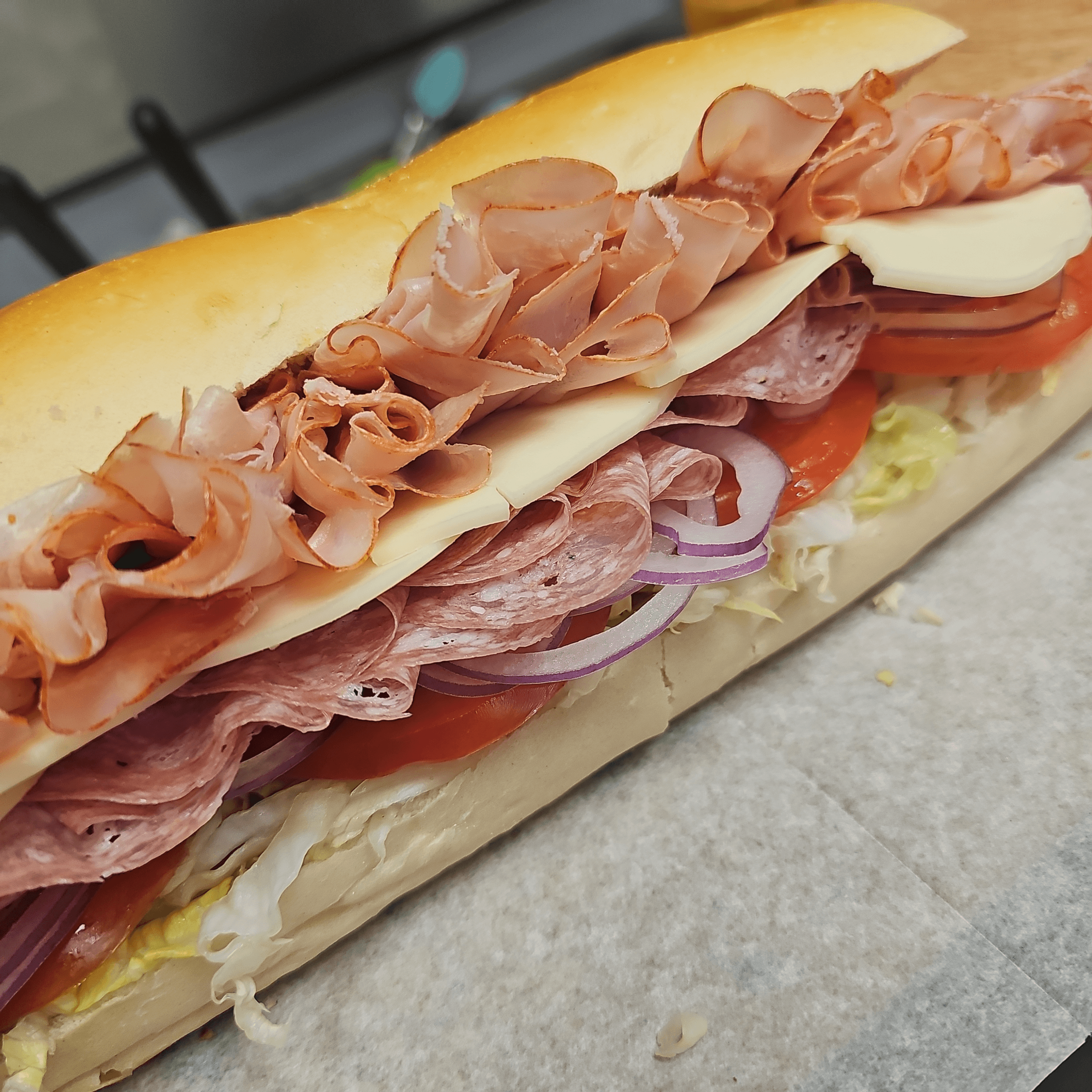 #25 (Italian Sub) Salami, Provolone Cheese Sandwich.