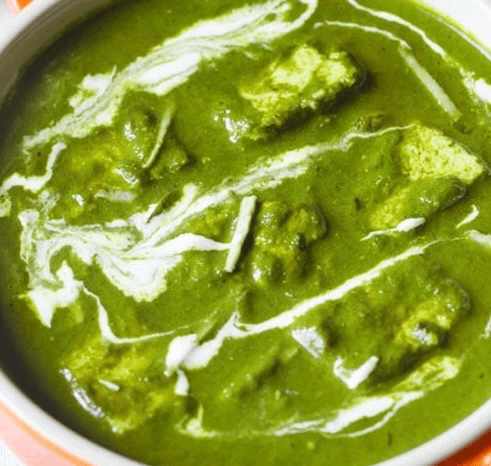 Palak Paneer Curry With Rice.