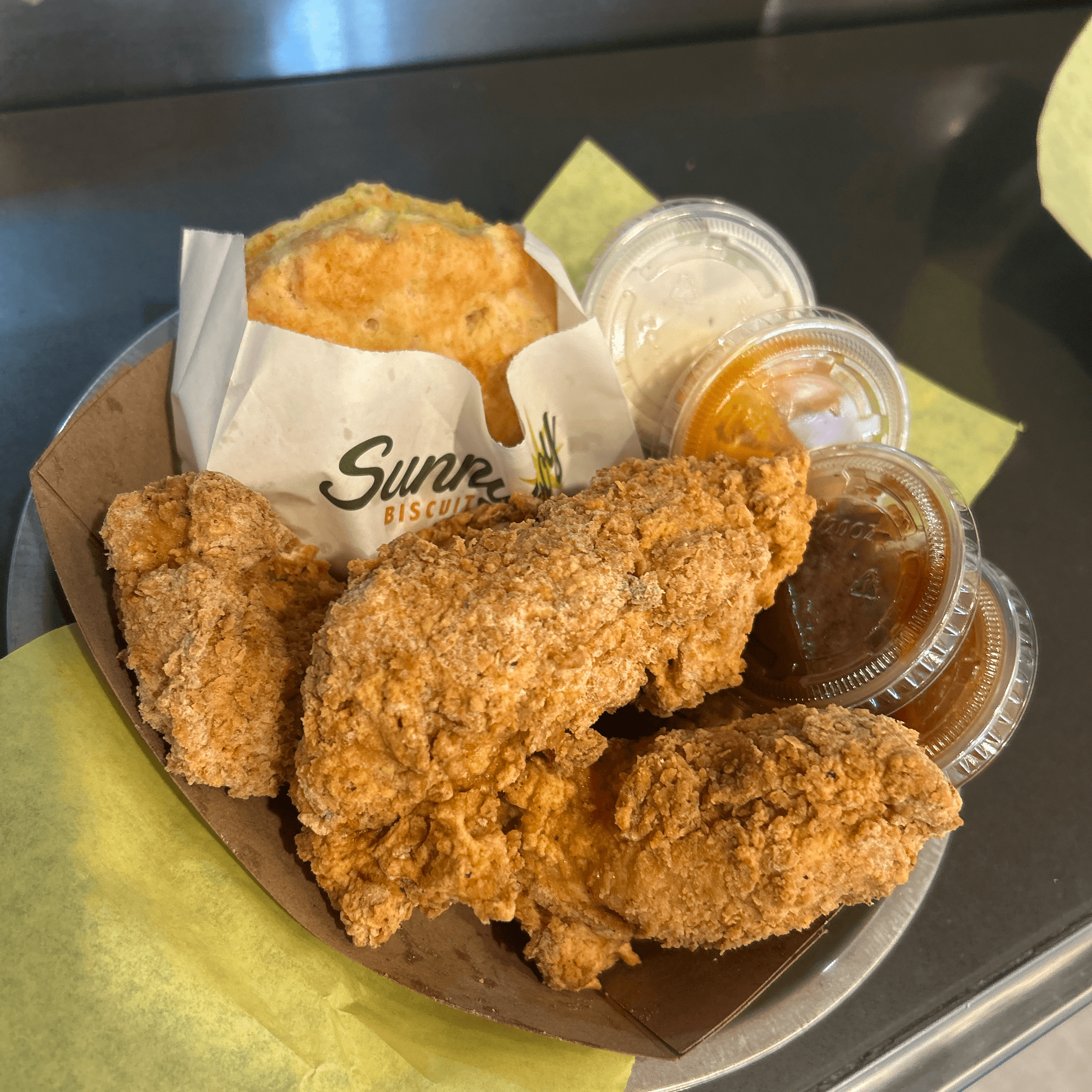 Hand Cut Chicken Tenders.
