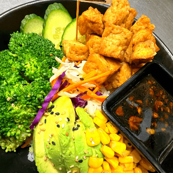 Crispy Tofu Teriyaki Bowl.