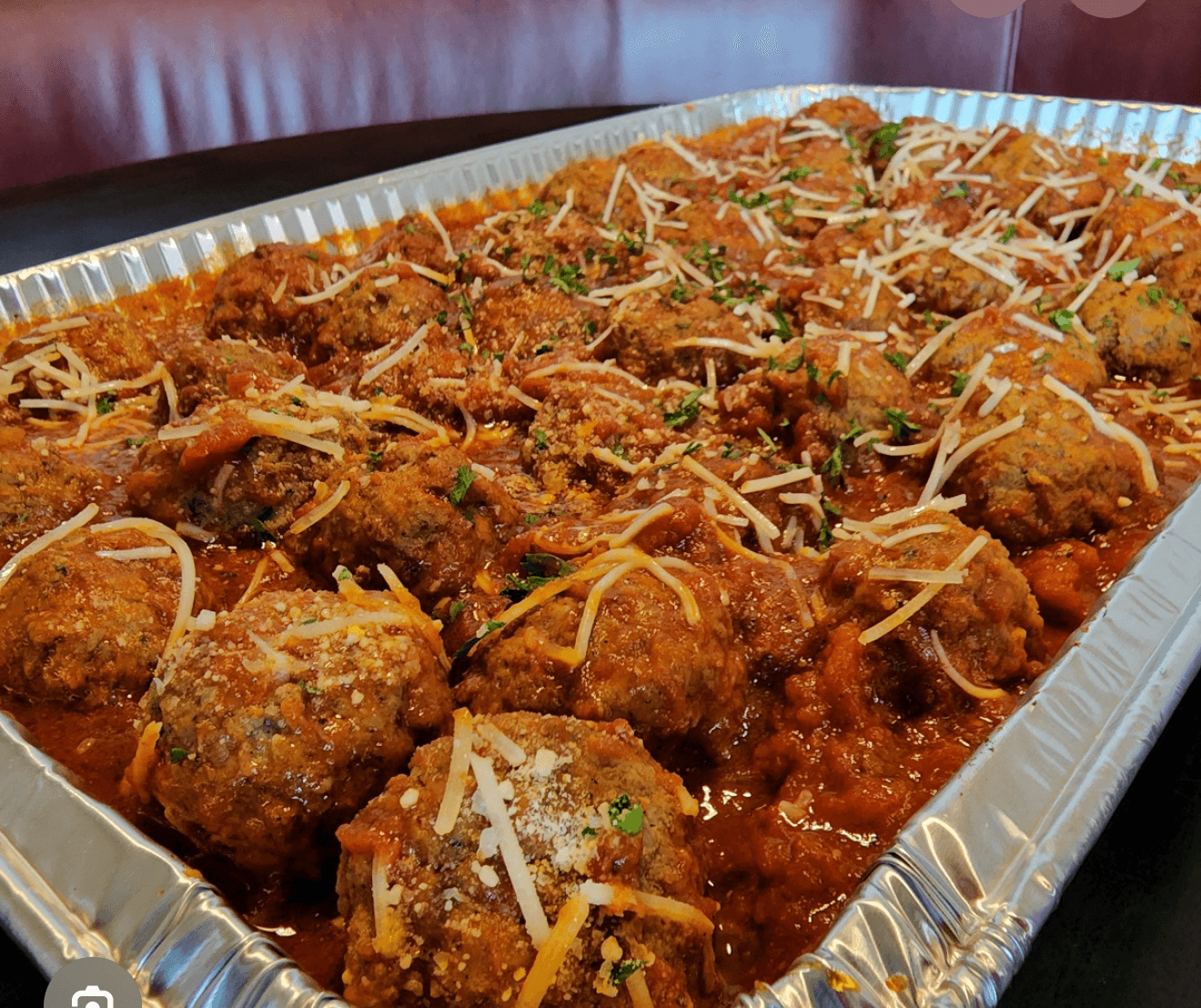 Family style spaghetti meatballs.