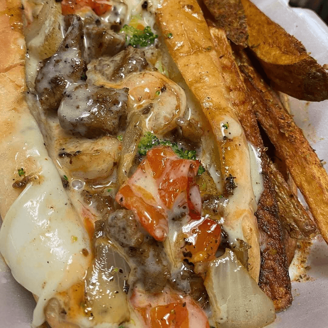 Shrimp Cheese Steak Sub.