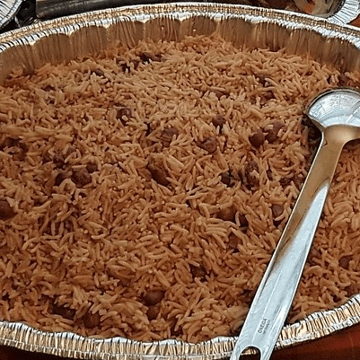 Half Tray: Rice & Beans.