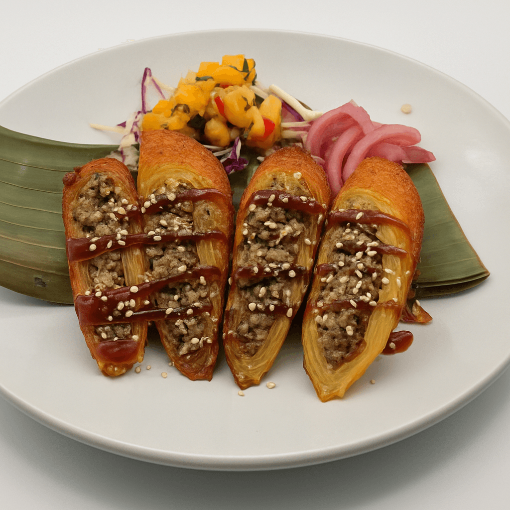 Mojo Pulled Pork Egg Rolls.