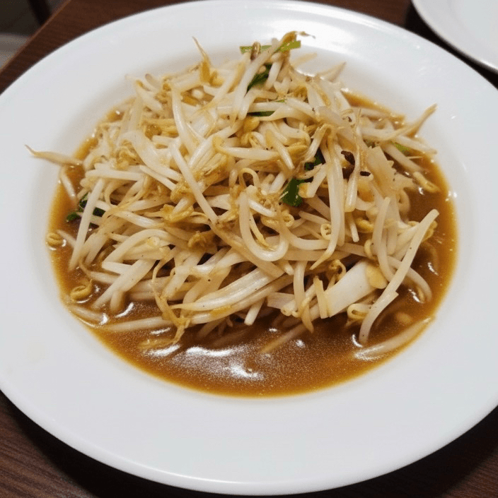 Stir Fried Garlic, Bean Sprouts, Green Onion.
