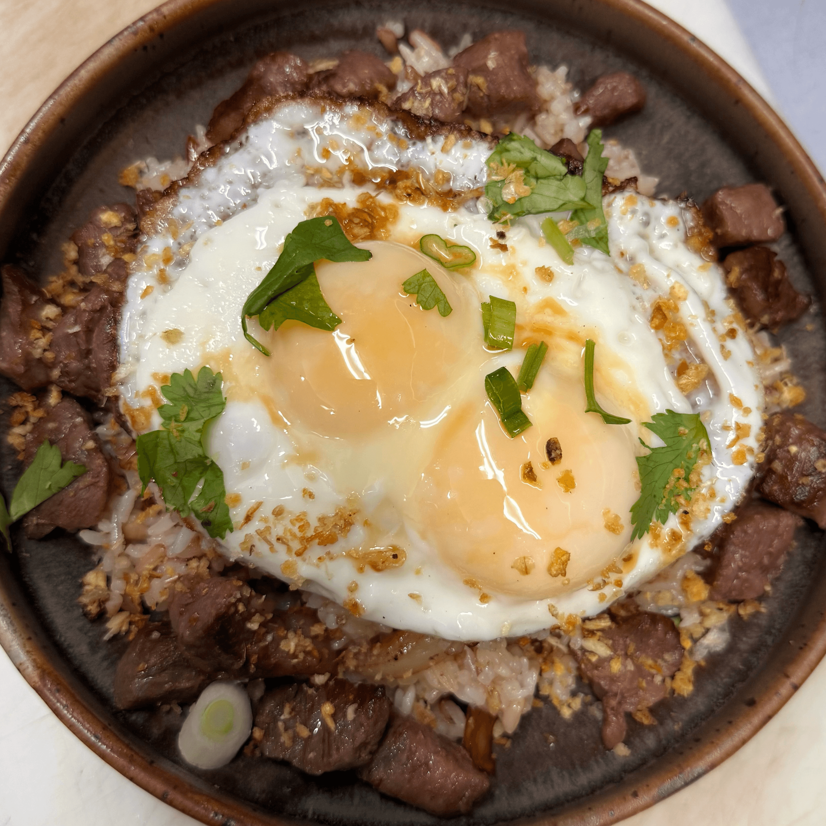 Garlic Friedrice wagyu beef.