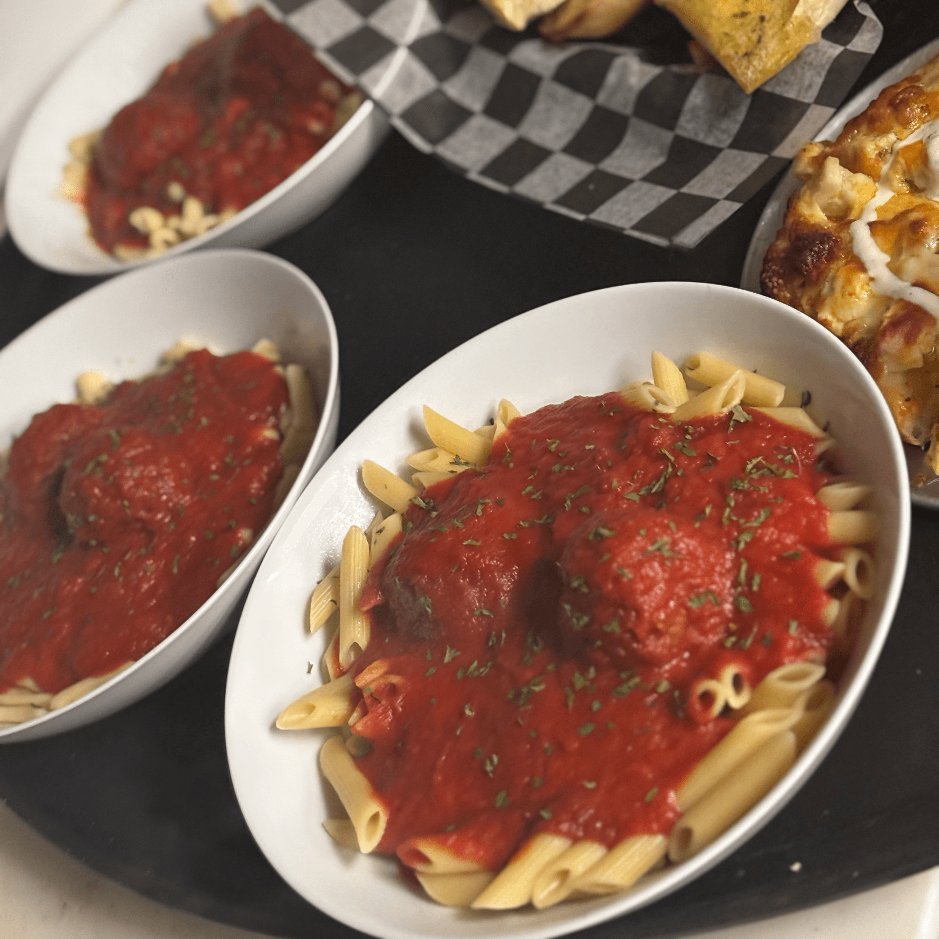 Penne with 2 Meatballs.