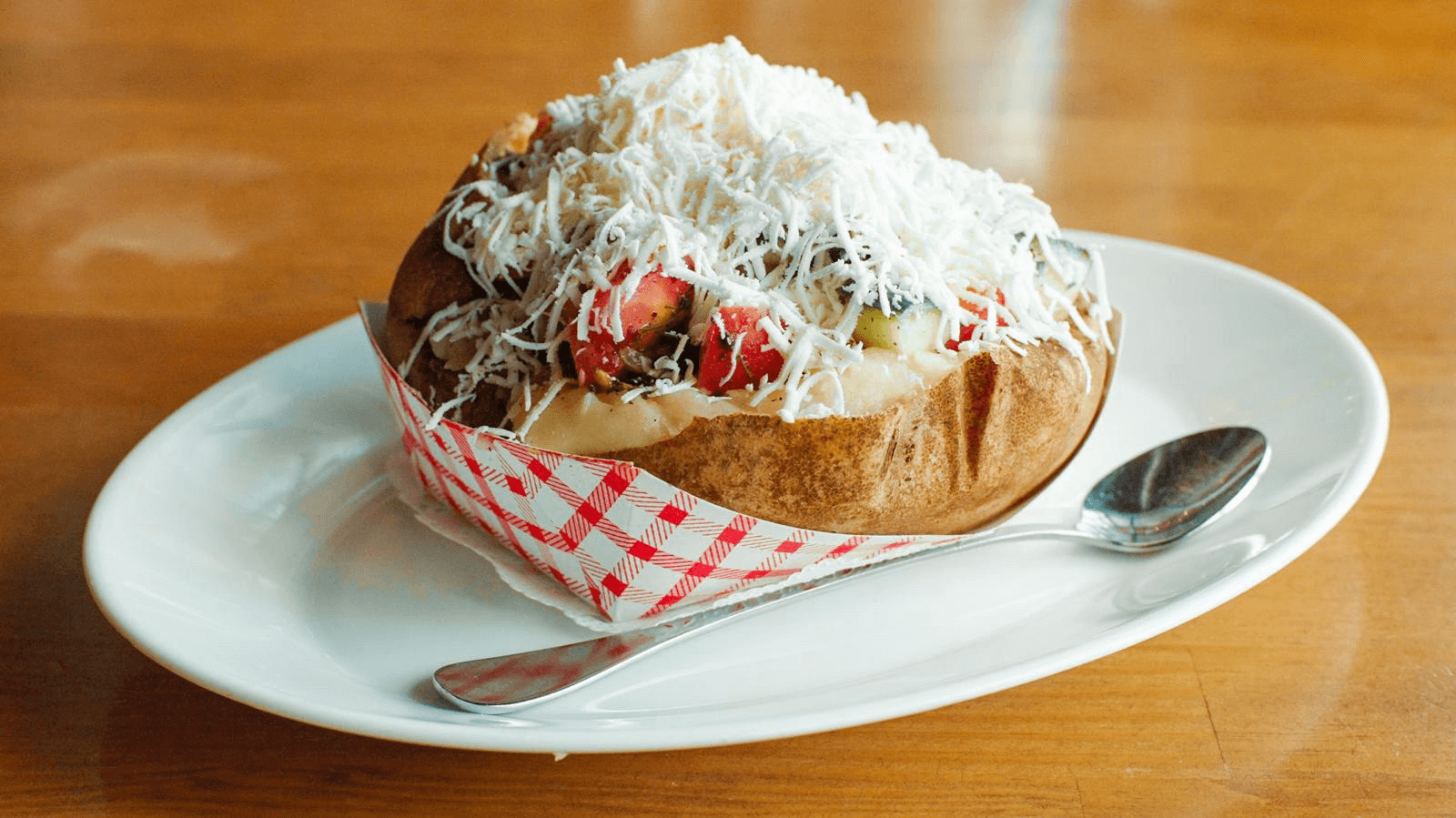 Oven Baked Potato with Shepherd's Salad.