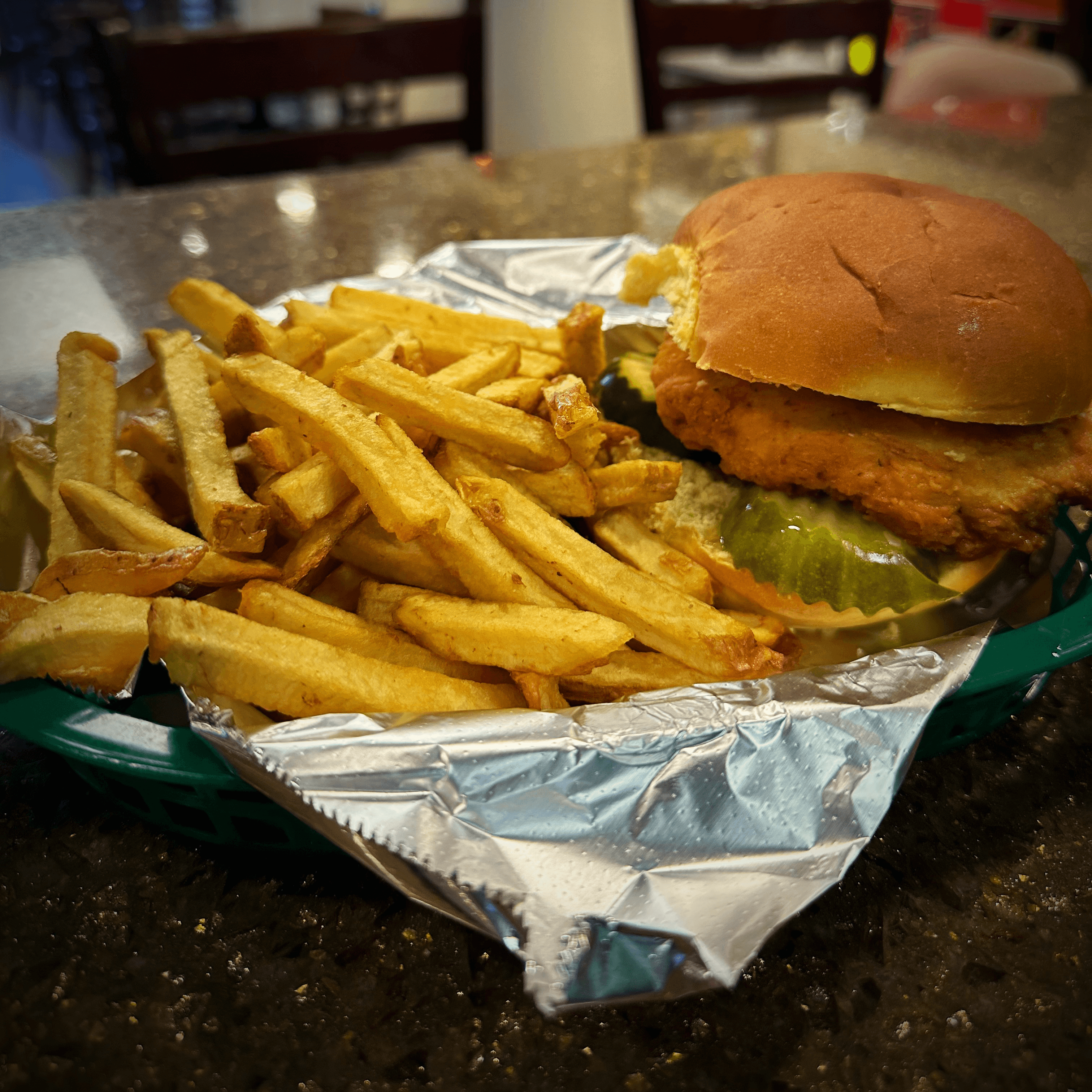 Chicken Sandwich & Fries.