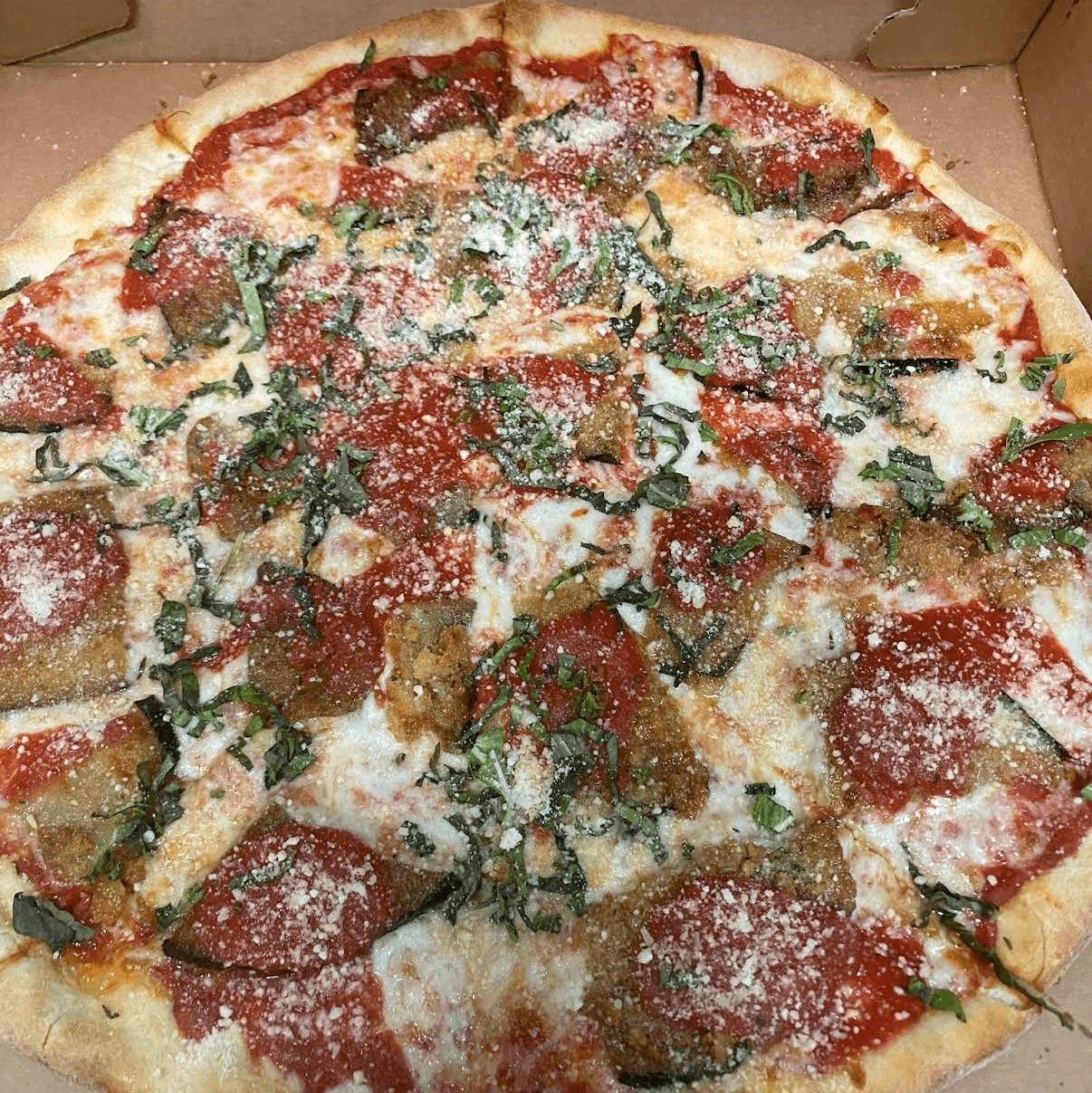 Lg Eggplant Parmesan Pizza.