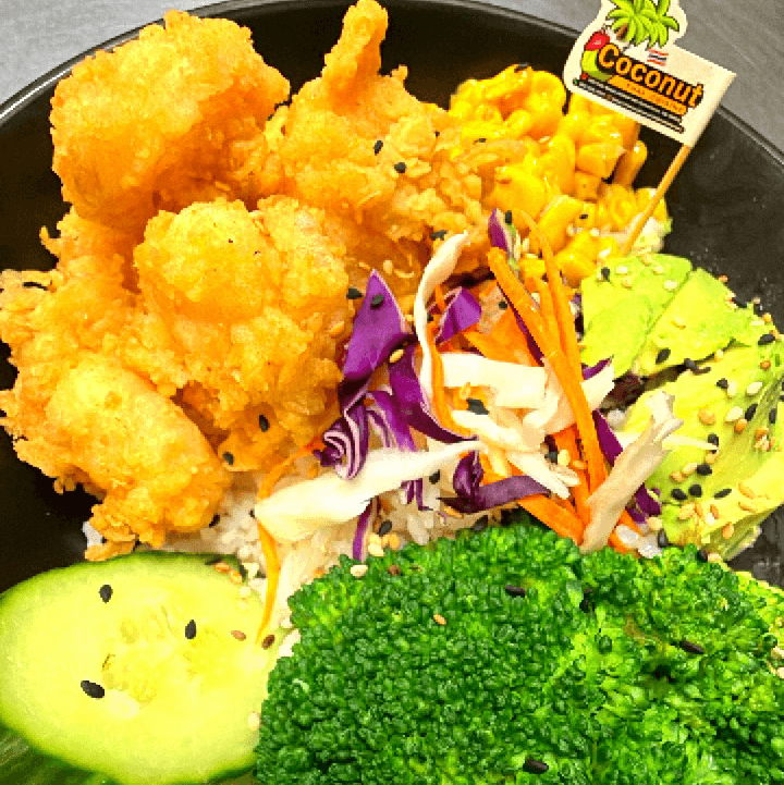 Crispy Shrimp Teriyaki Bowl.