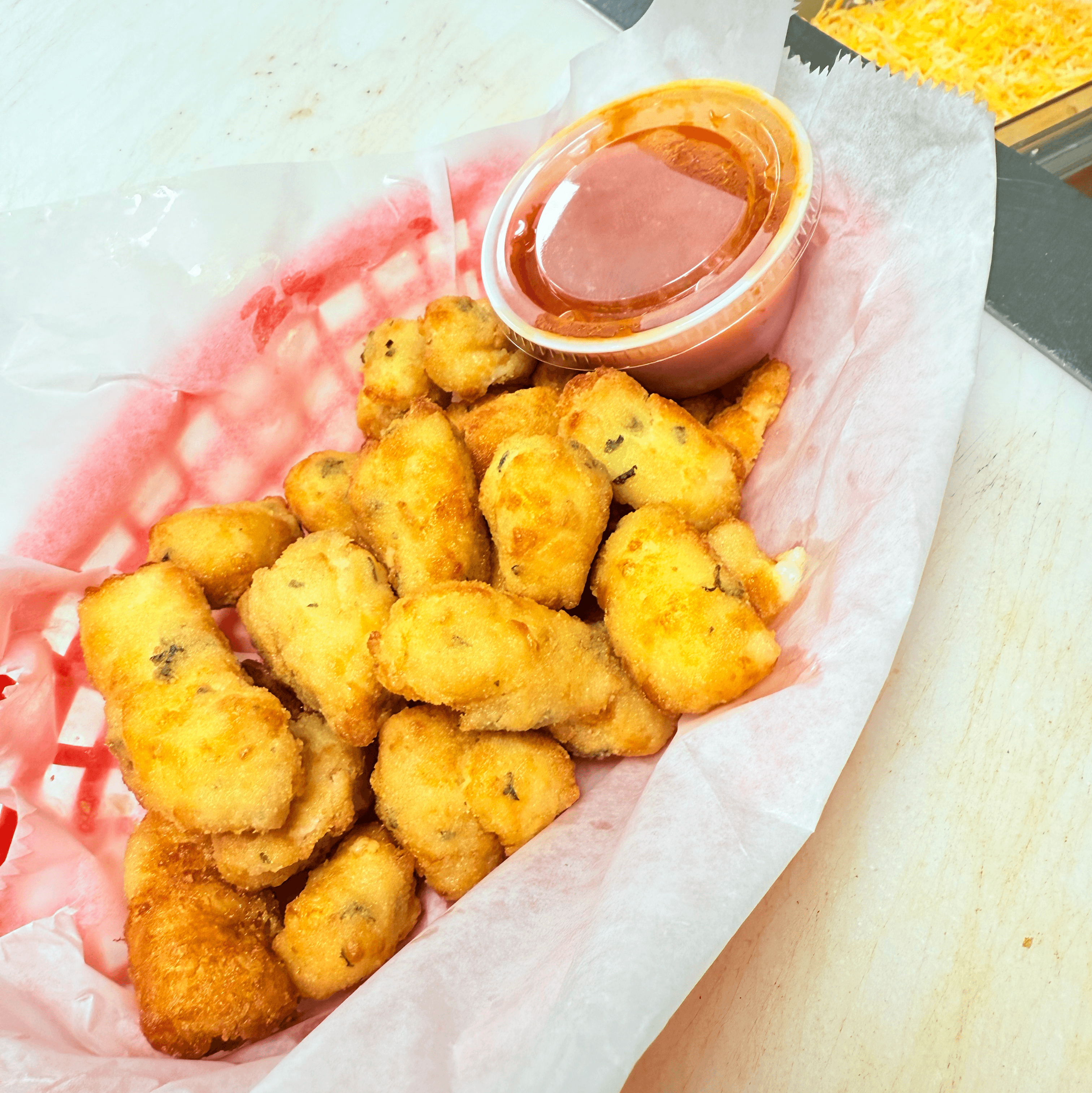 Fried Garlic Cheese Bites.
