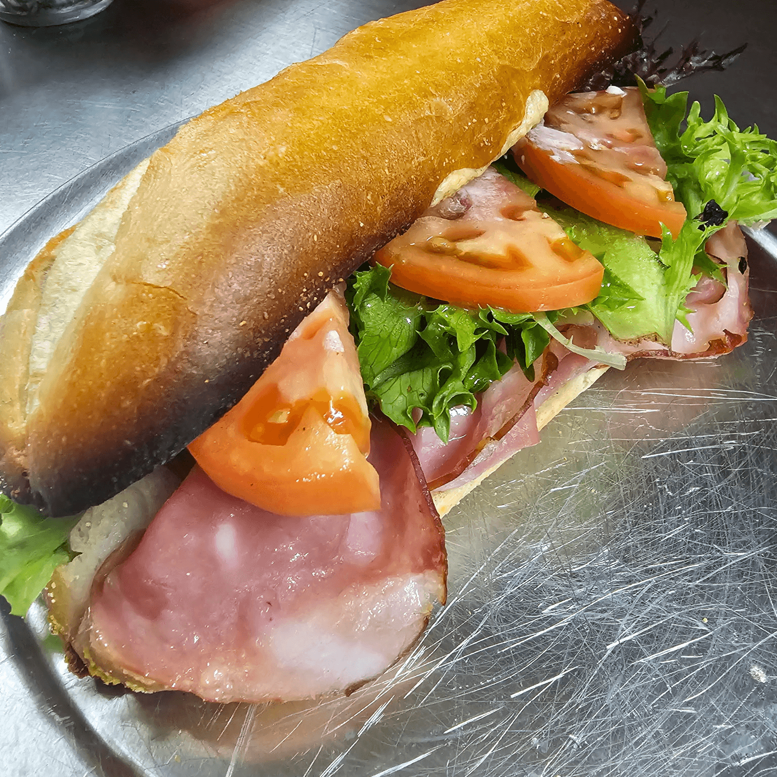 Vinnie's Toasted Ham & Swiss Sandwich.