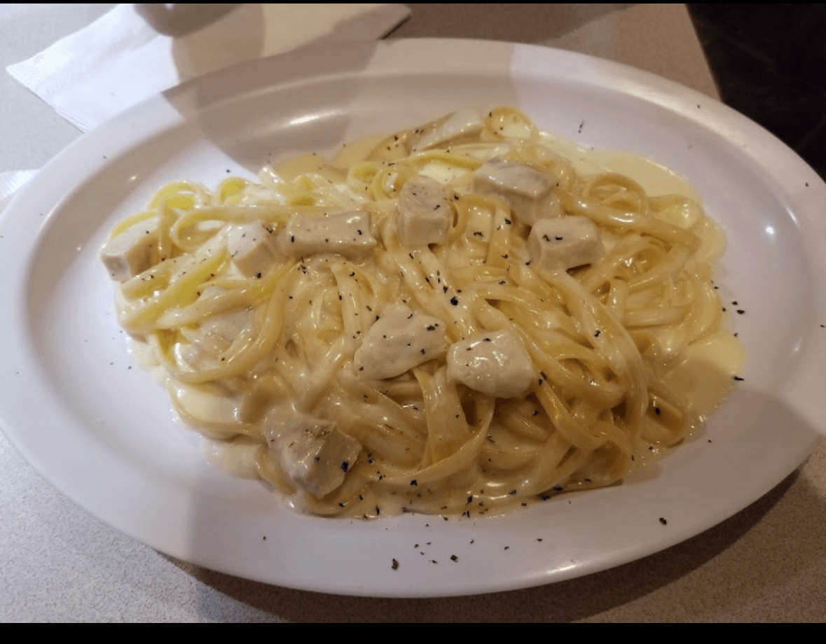 Fettuccini Alfredo w/ grilled chicken.