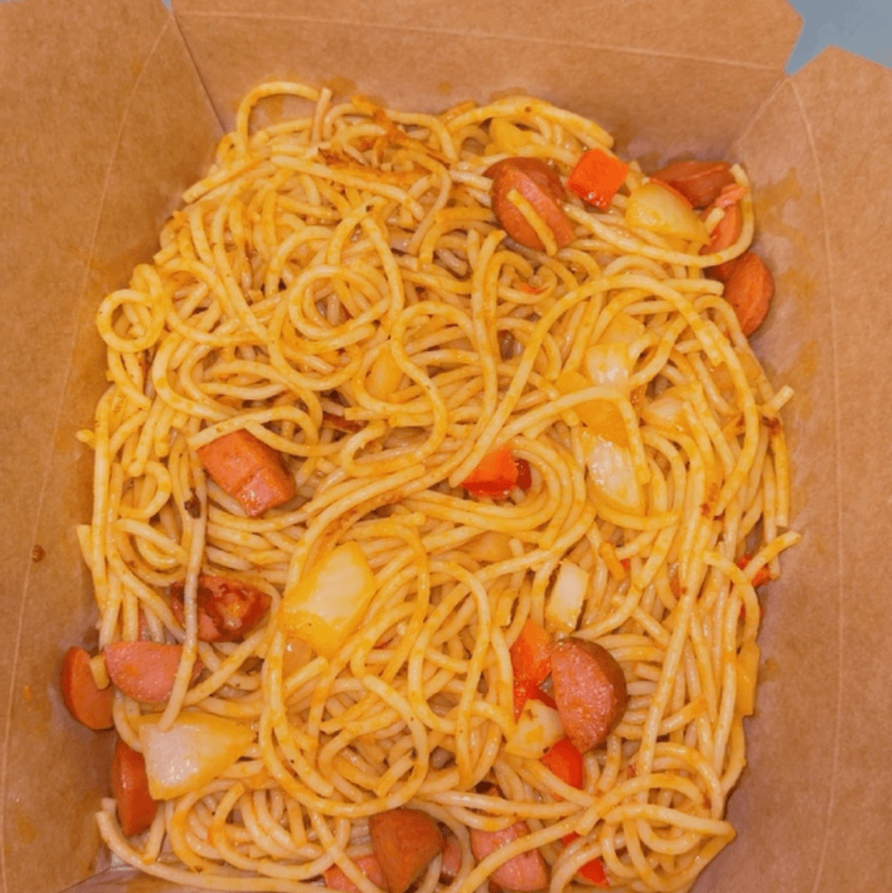 Haitian Spaghetti with Hotdogs.