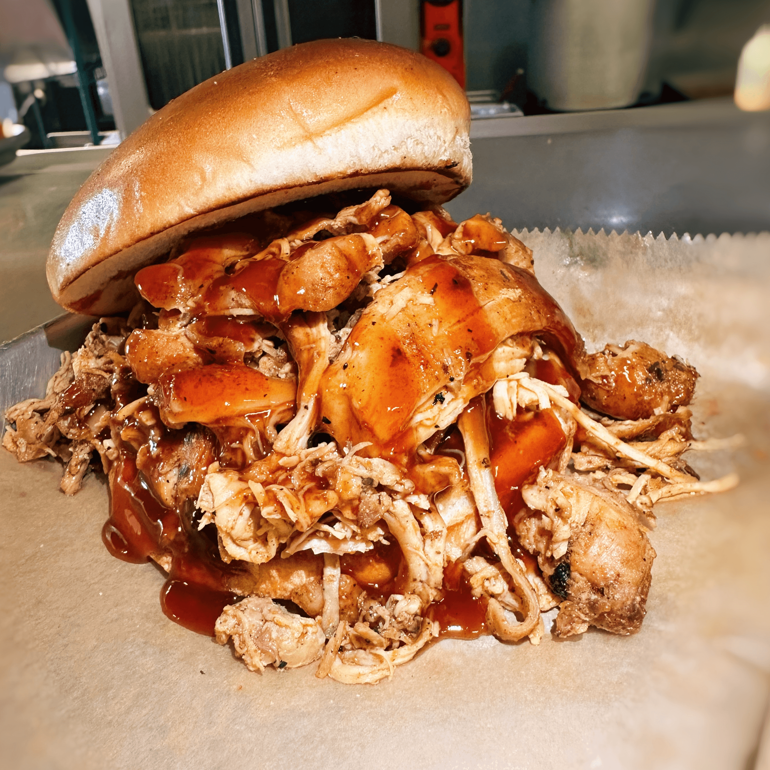 Pulled Chicken Sandwich.