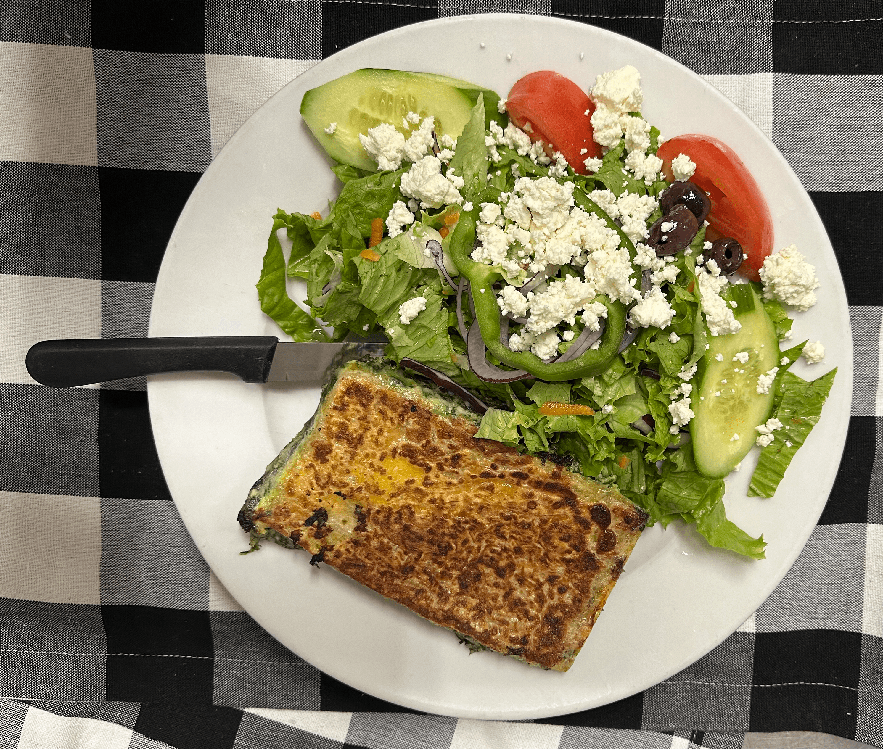 Spinach Pie With Greek Salad.