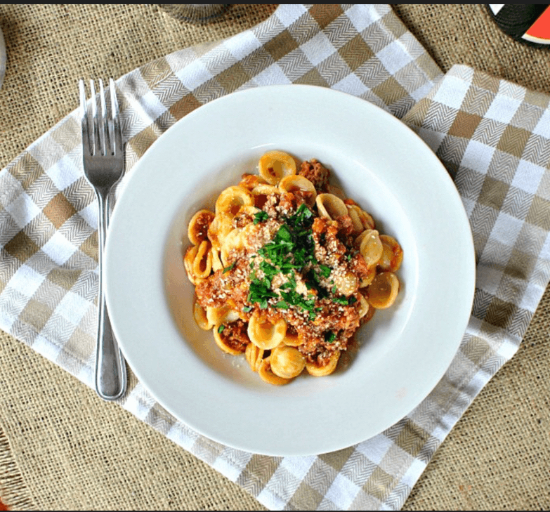Orecchiette Bolognese.
