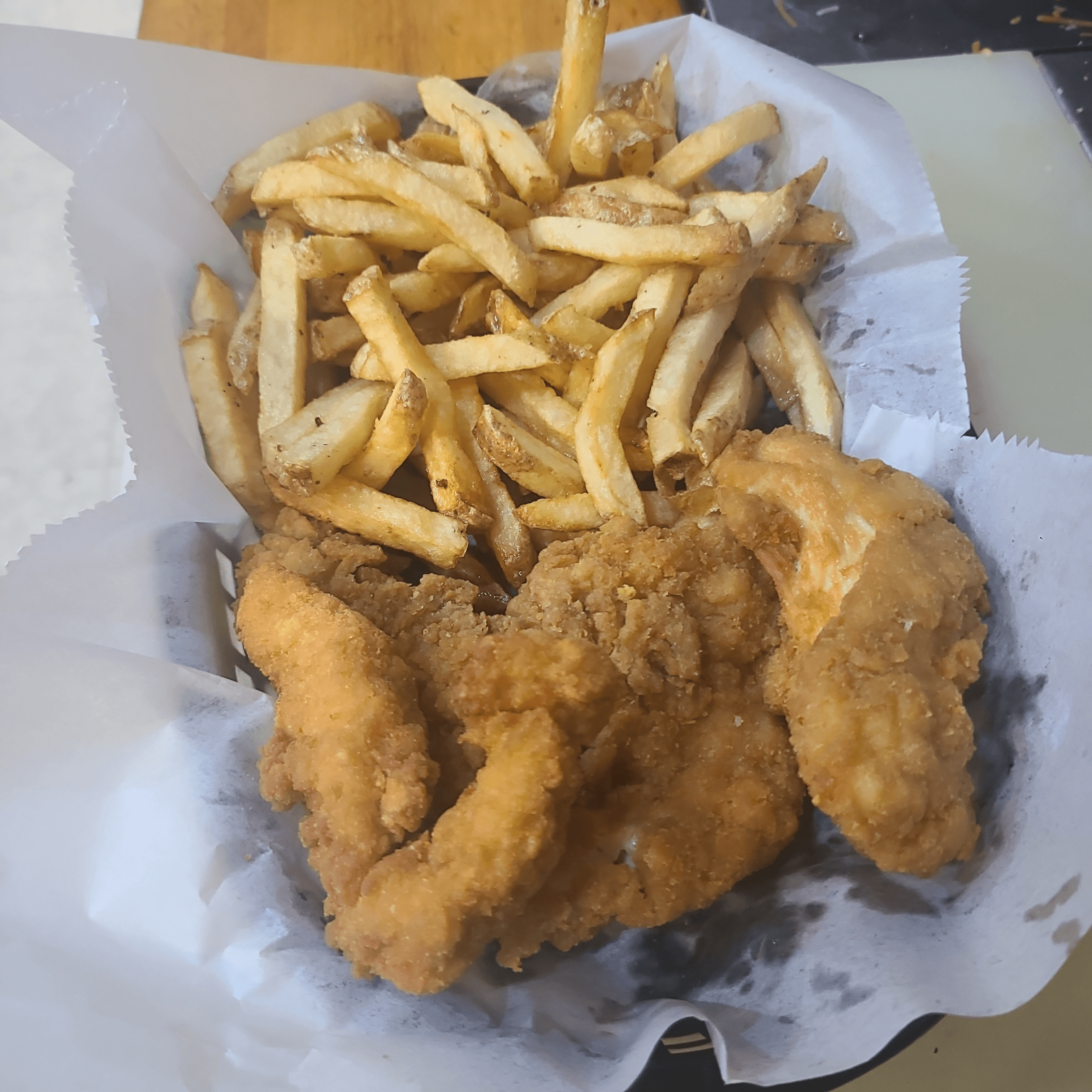 Kids Chicken Fingers and Fries.