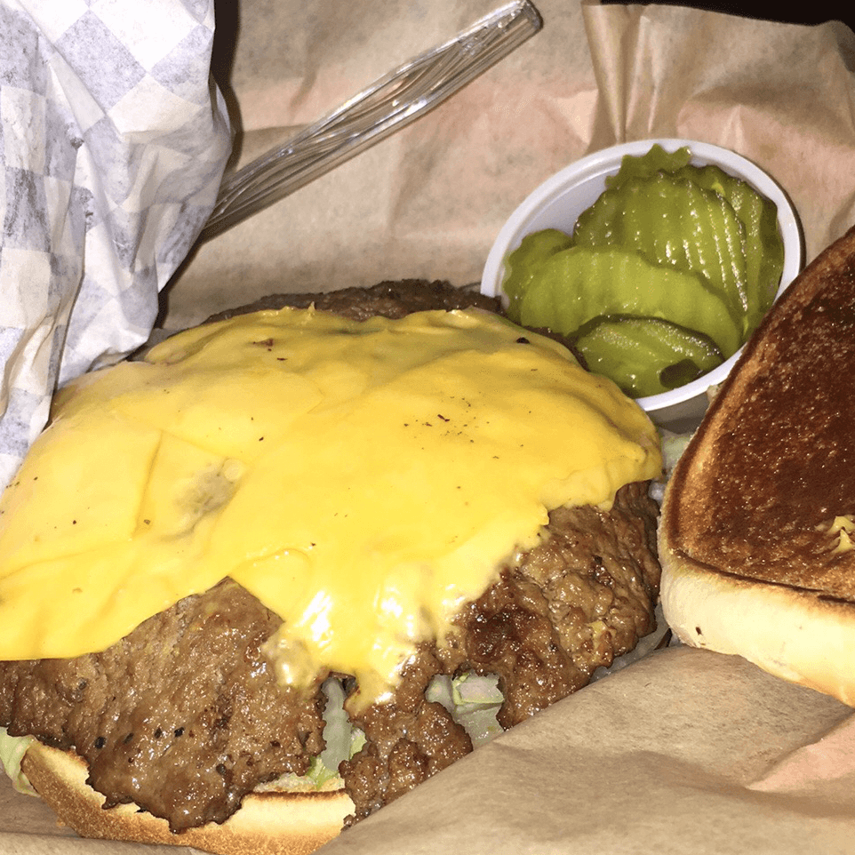 Bacon Cheese Burger with Fries.