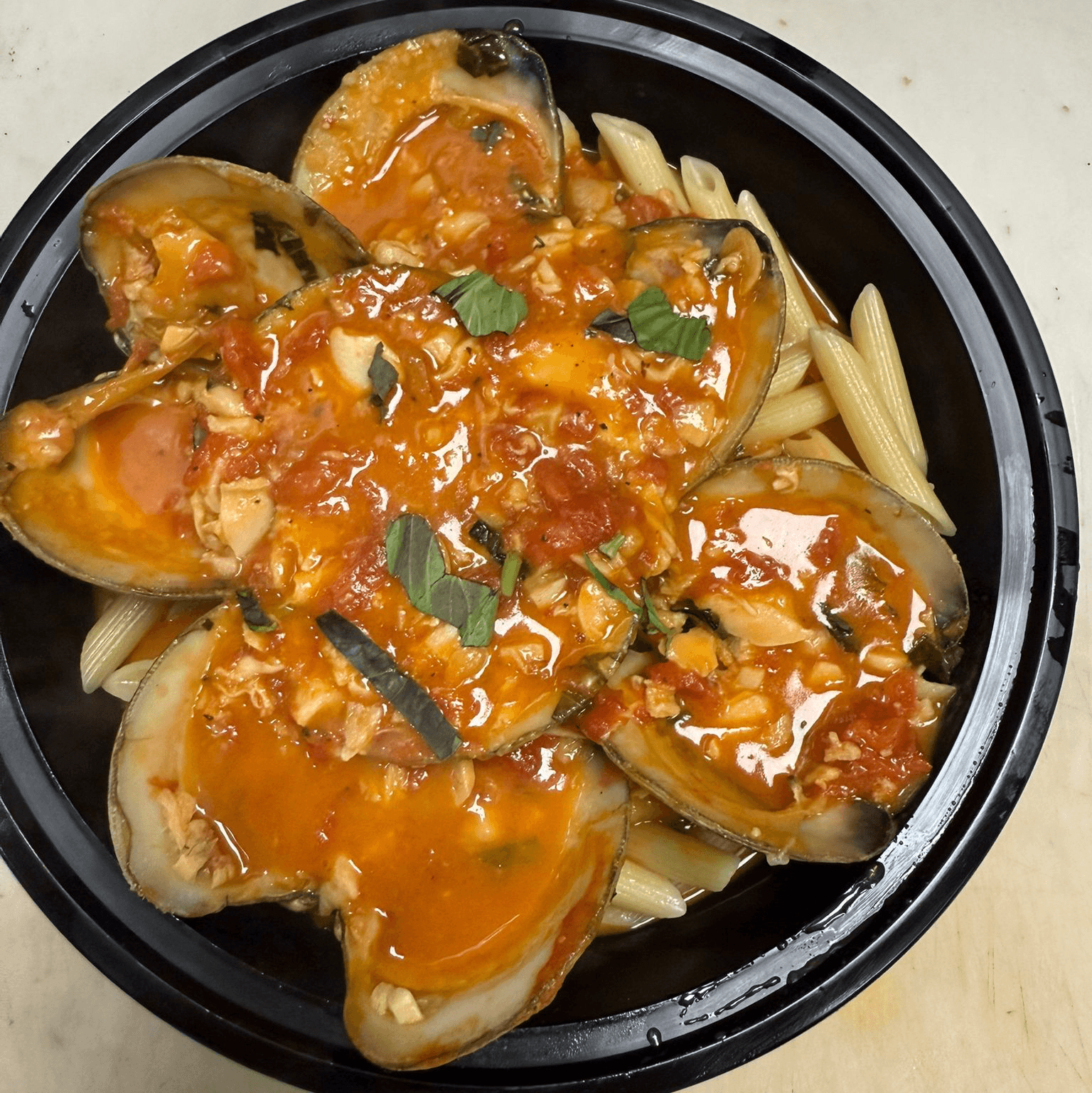 Clam Sauce Over Linguine Dish.