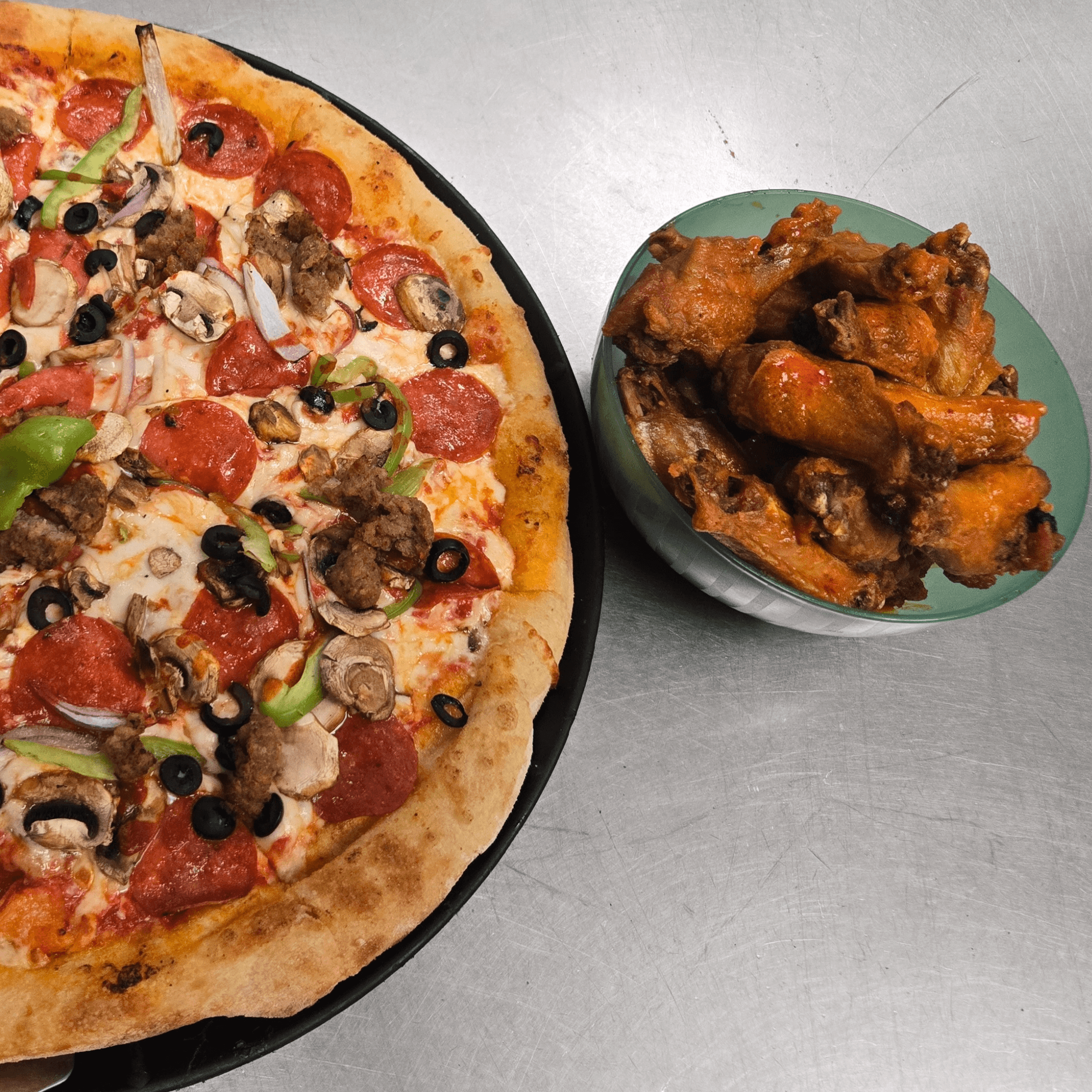 1 Topping Pizza & 10 Wings Special.