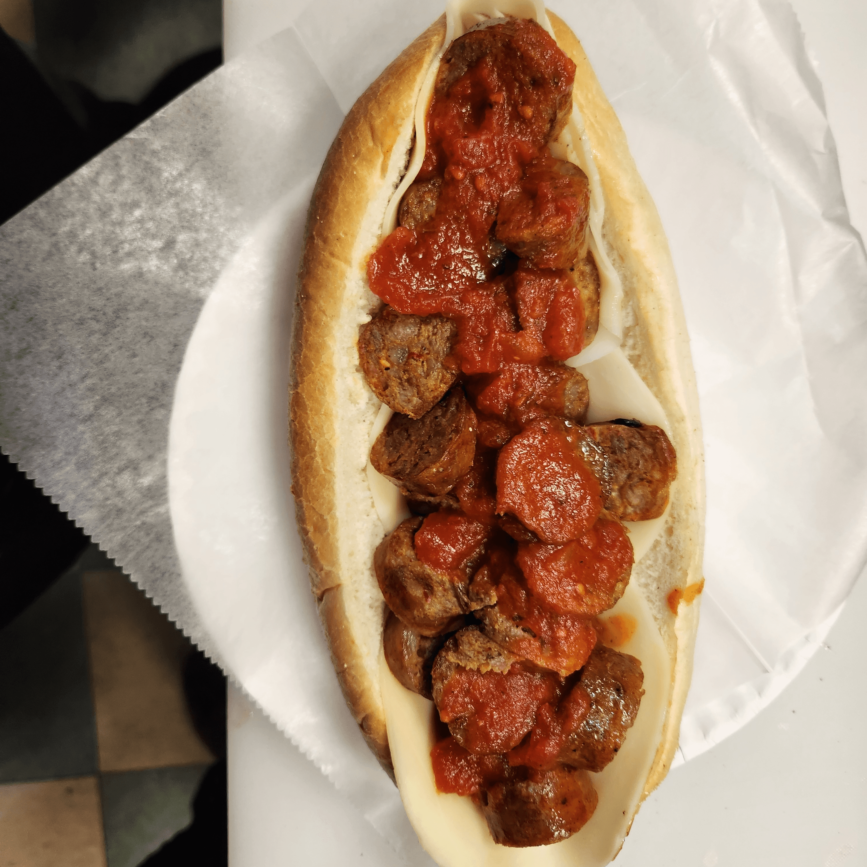 Sausage with Cheese Hot Sub (Small).