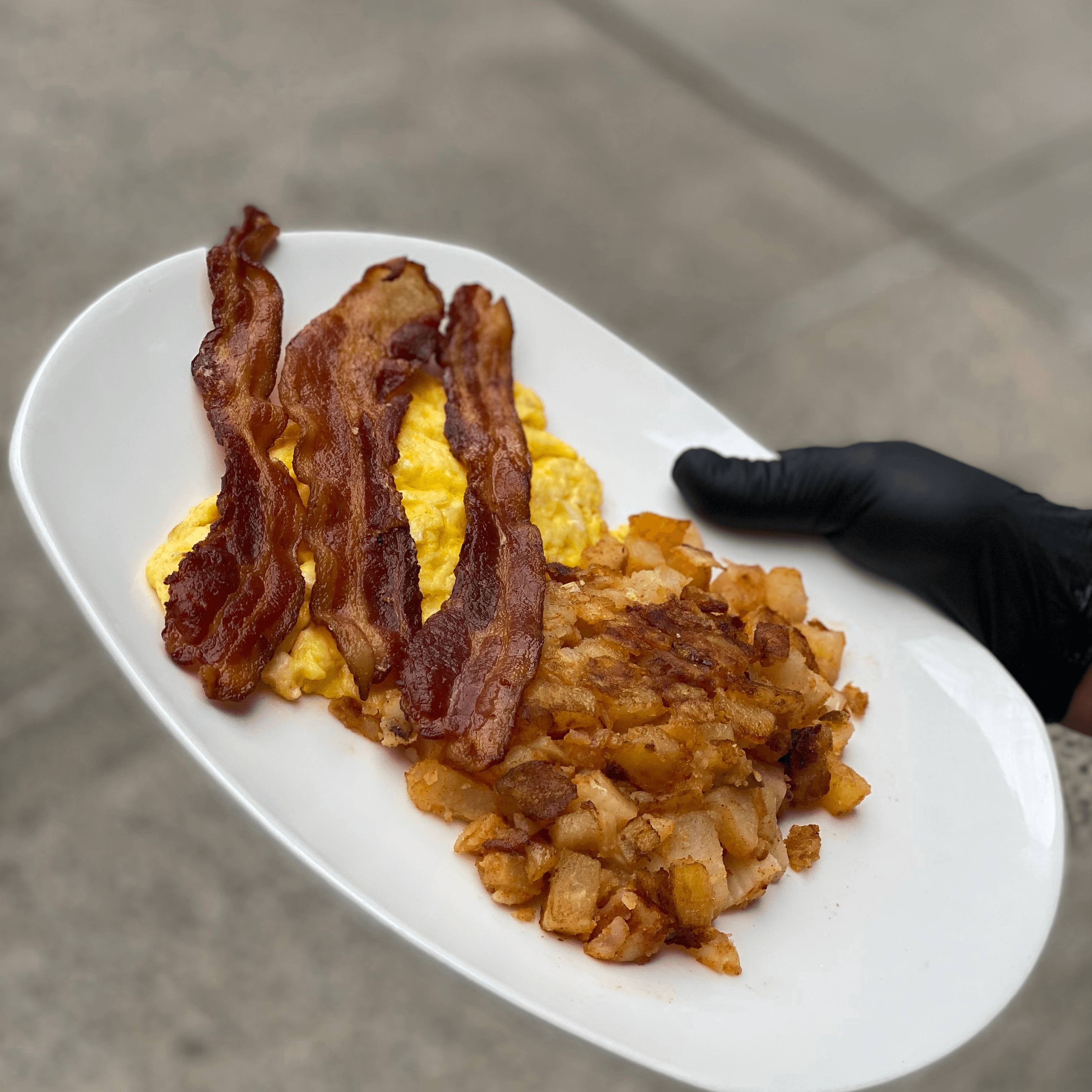 Two Eggs with Bacon, Ham or Sausage.