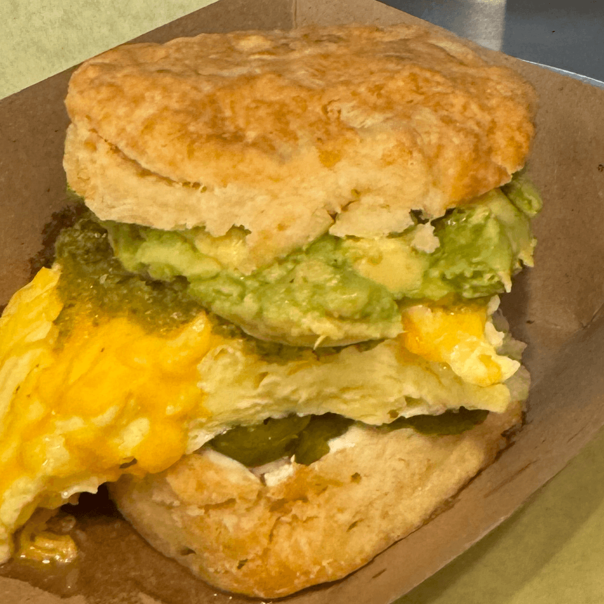 Spicy Green Egg Biscuit Sando.