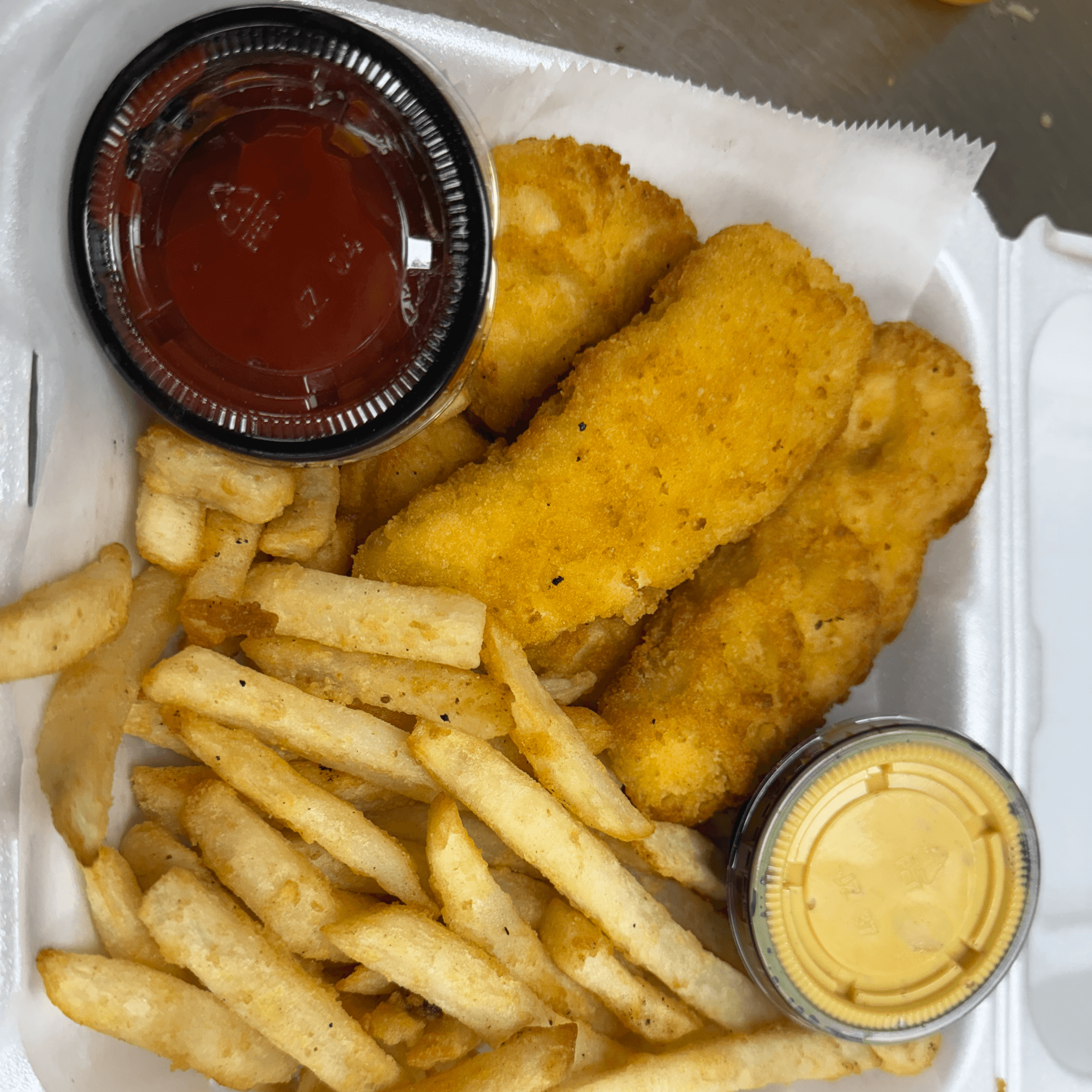 Chicken Tenders (4pc) with Fries.