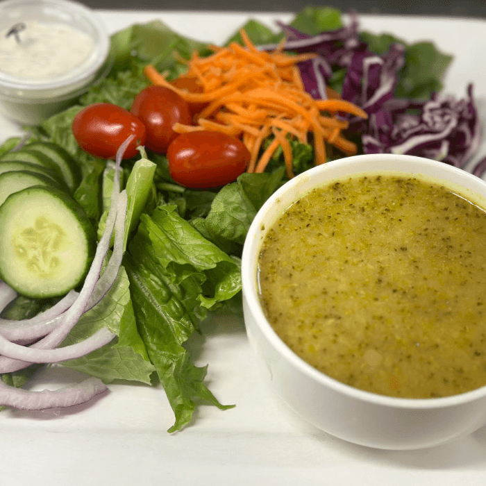 1/2 Mixed Green Salad & 1/2 Soup