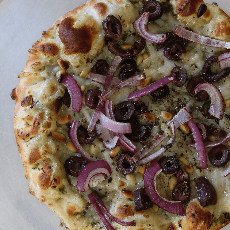 Pesto Pine Nut Pizza.