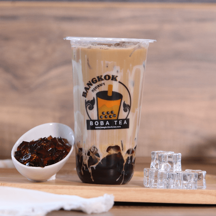 Vietnamese Coffee Milk Tea with Coffee Jelly.
