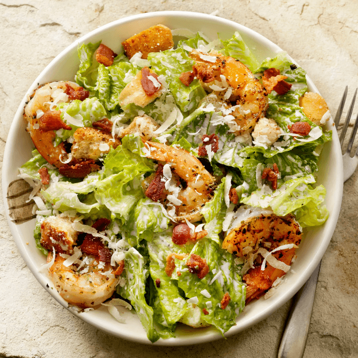 Caesar Salad with Grilled Chicken and Shrimp